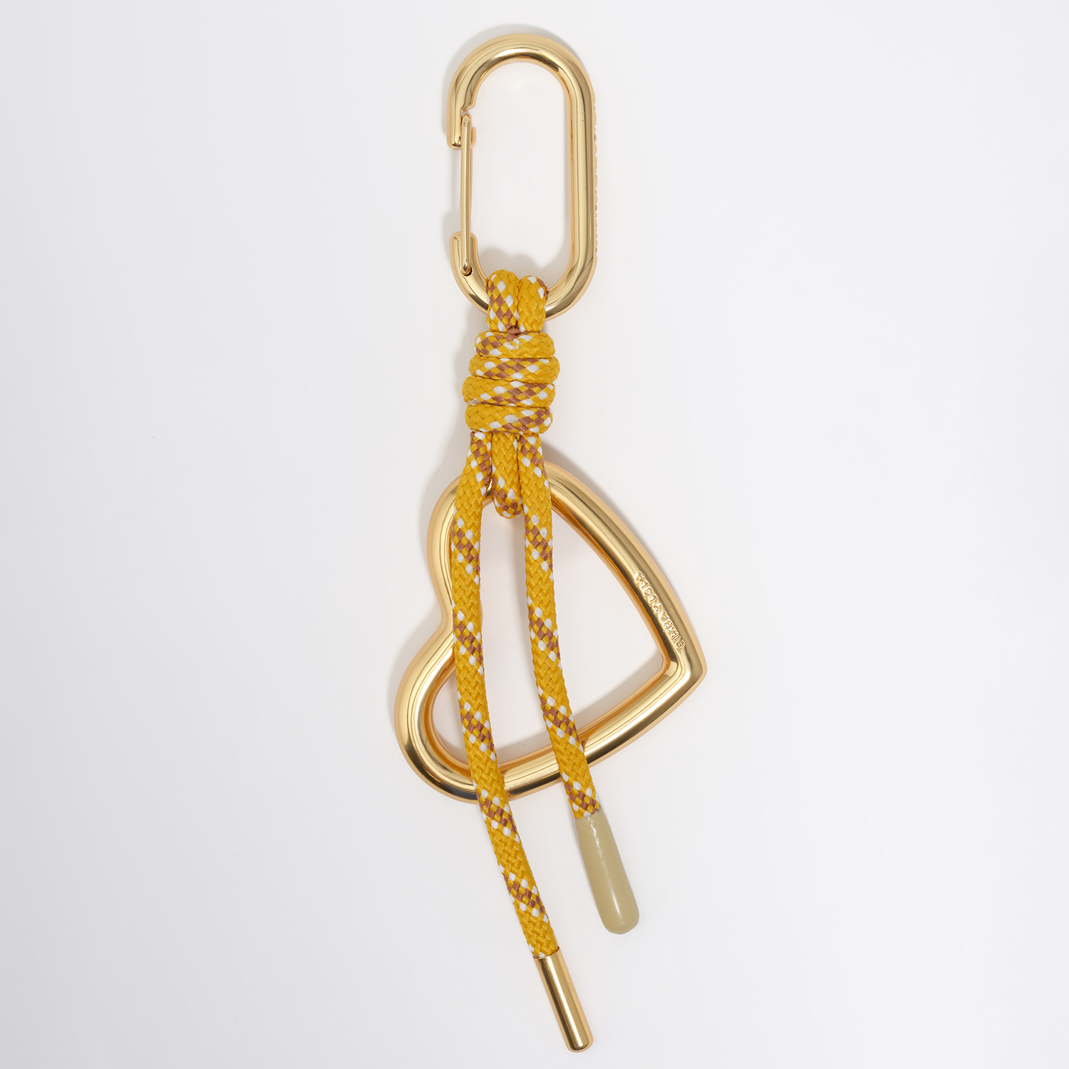 Bimba Y Lola Yellow Metal And Cord Heart Key Ring