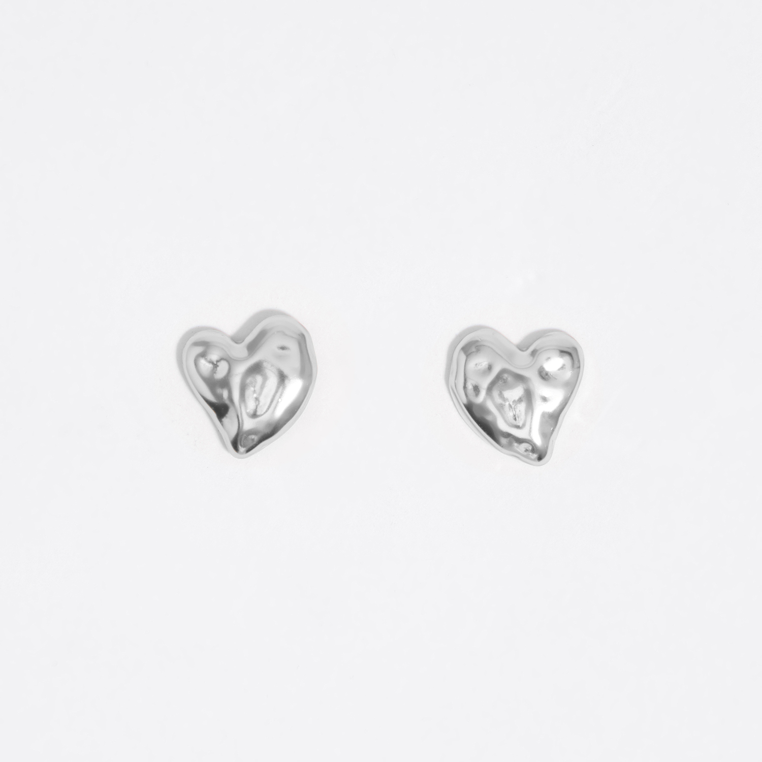 Bimba Y Lola Silver Textured Heart Earrings