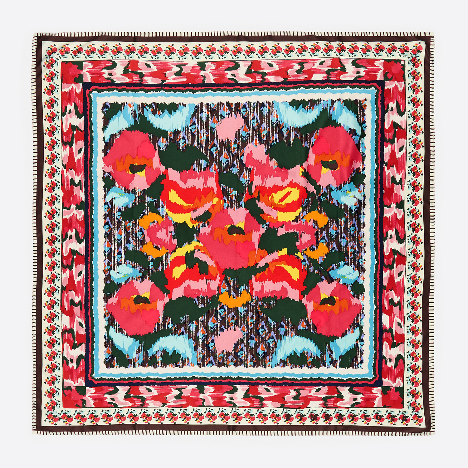 Bimba Y Lola Fuchsia Ikat Floral Scarf