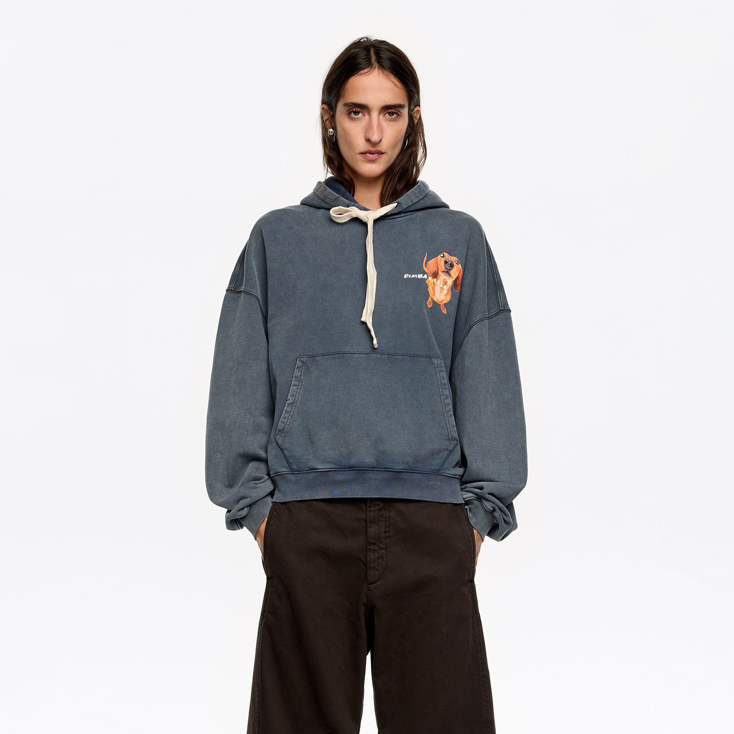 Bimba Y Lola Grey Blue Gray-Blue Dachshund Logo Hoodie