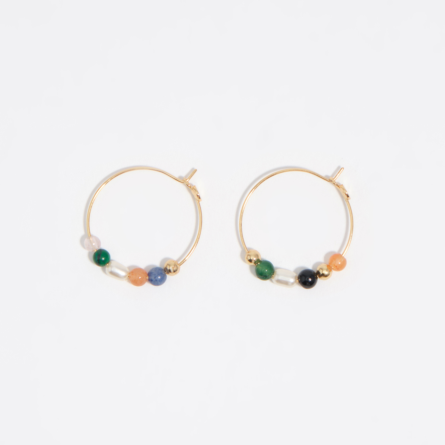 Bimba Y Lola Gold Pearl And Stone Hoop Earrings