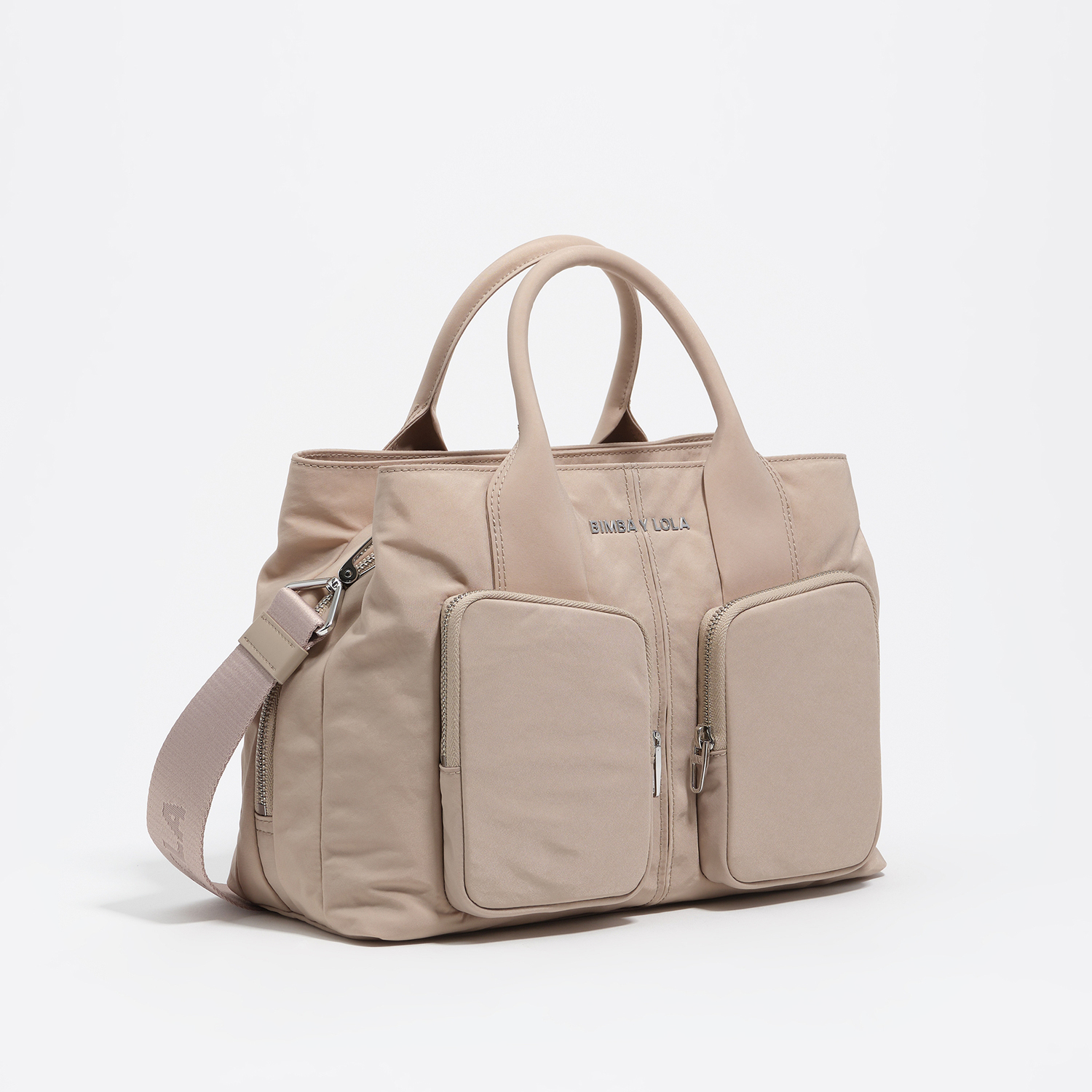 Torebka do ręki Pocket duża nylon beżowo-szara