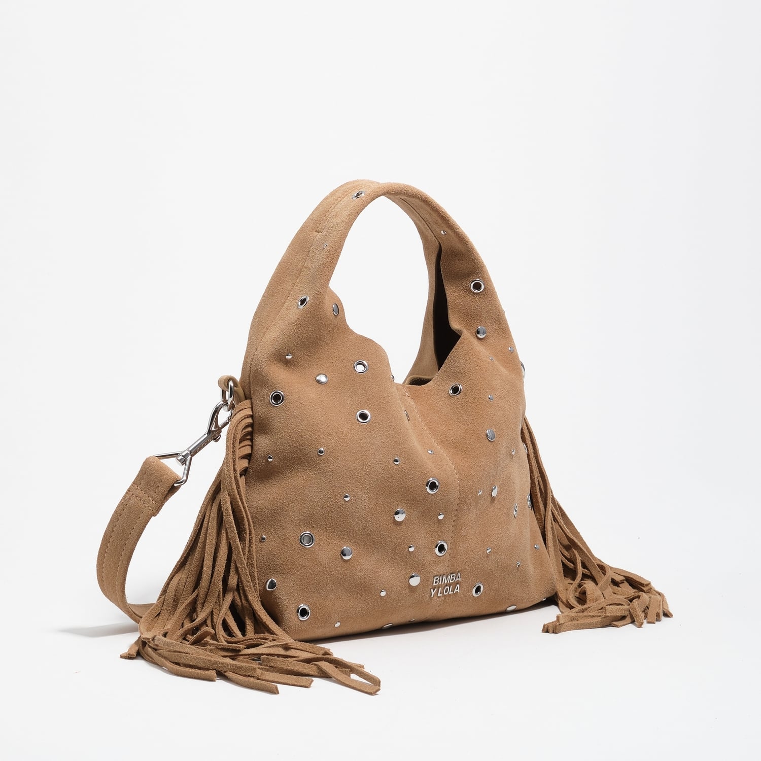 Bimba Y Lola Natural Small Paper Handbag In Suede