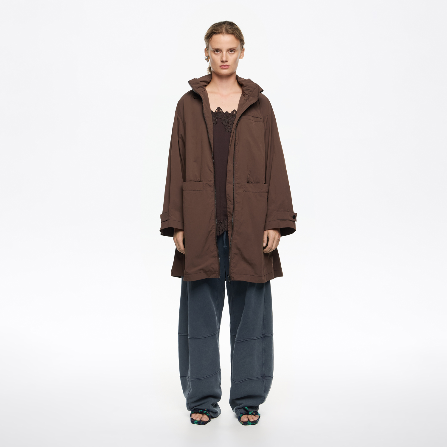 Bimba Y Lola Dark Brown A-Line Trench
