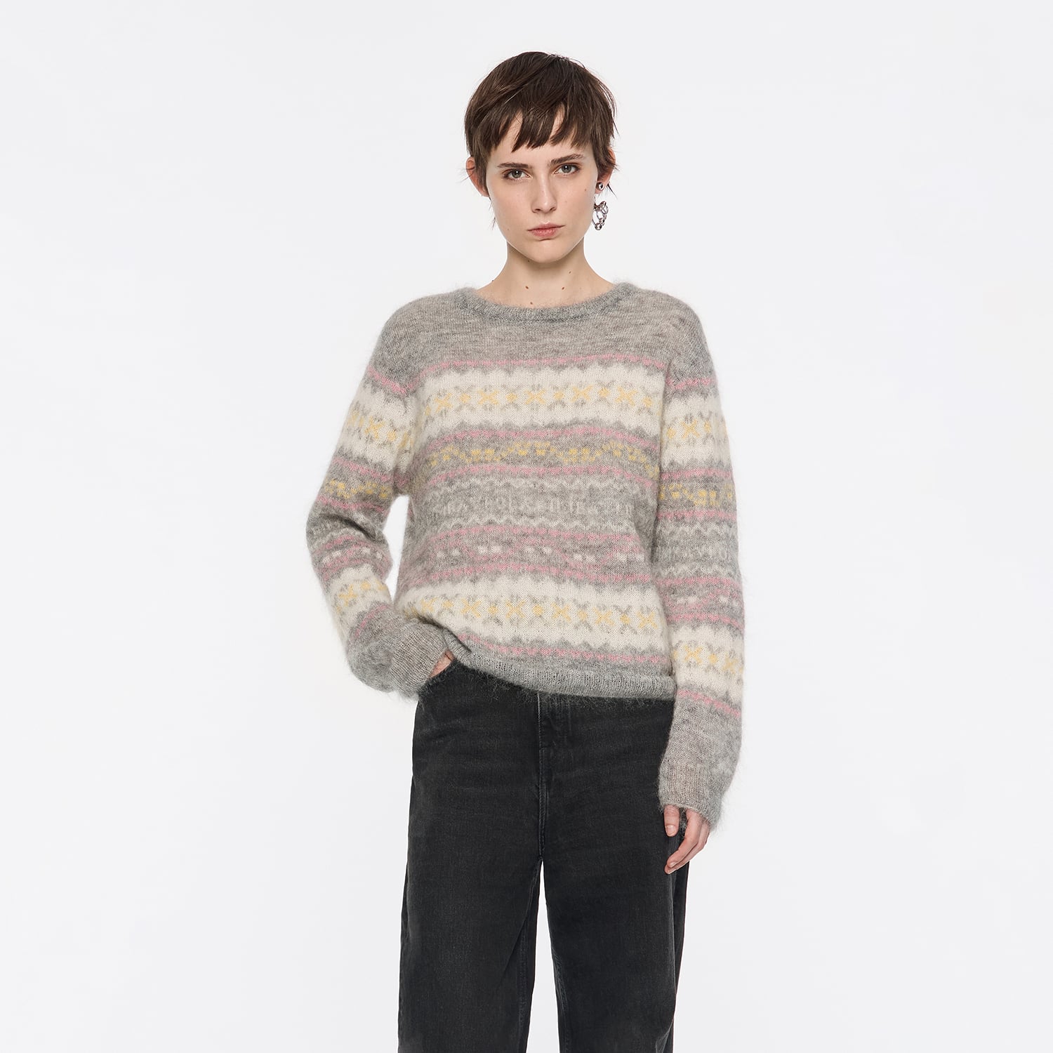 Sweter moher szary