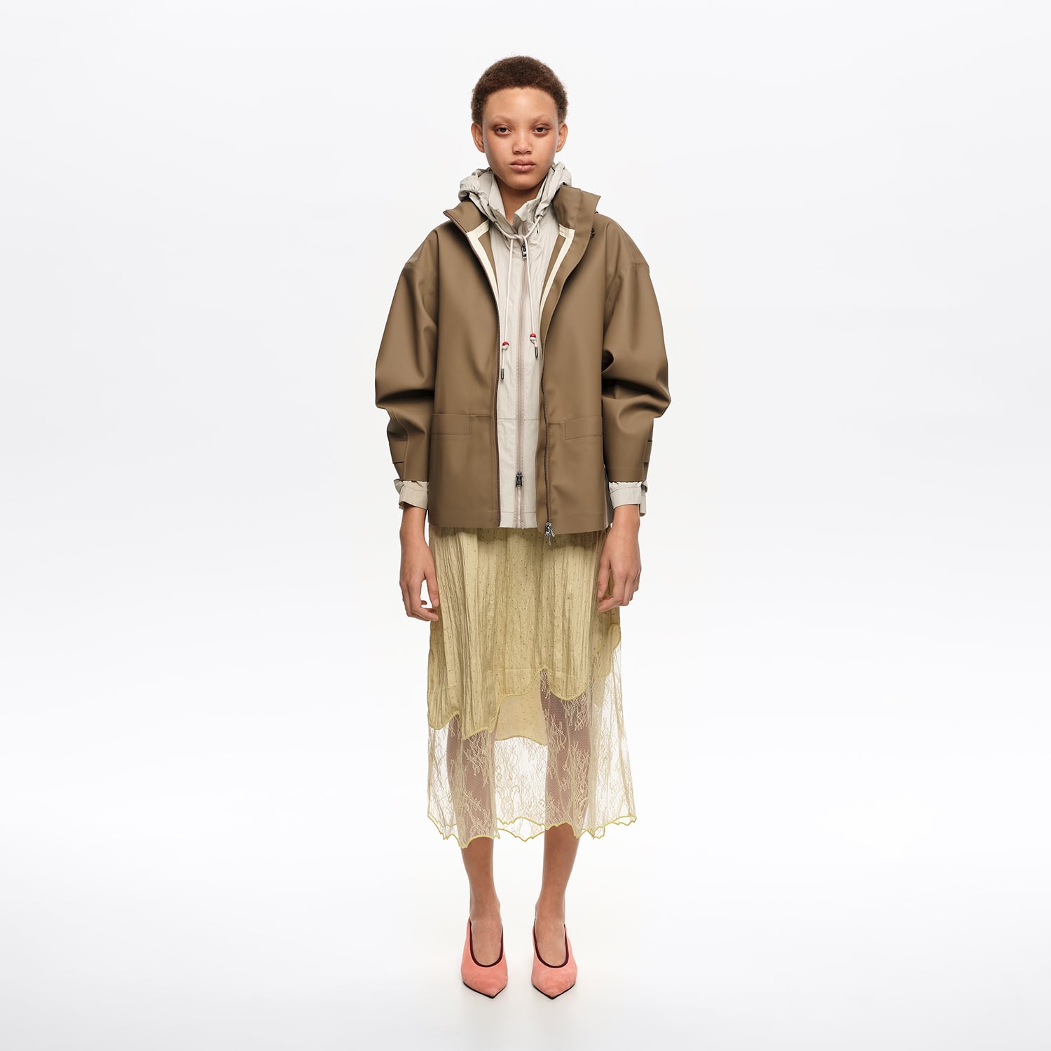 Bimba Y Lola Dark Camel Rubberized A-Line Trench