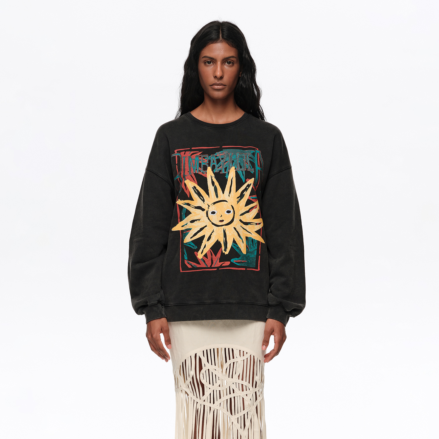 Bluza logo Sun czarna efekt sprania