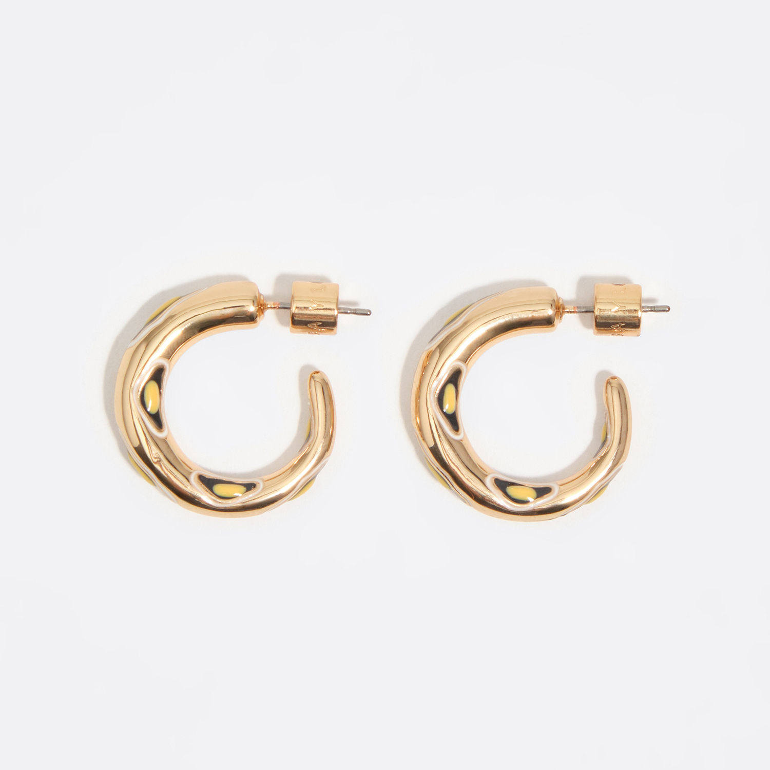 Bimba Y Lola Gold Enamel Hoop Earrings