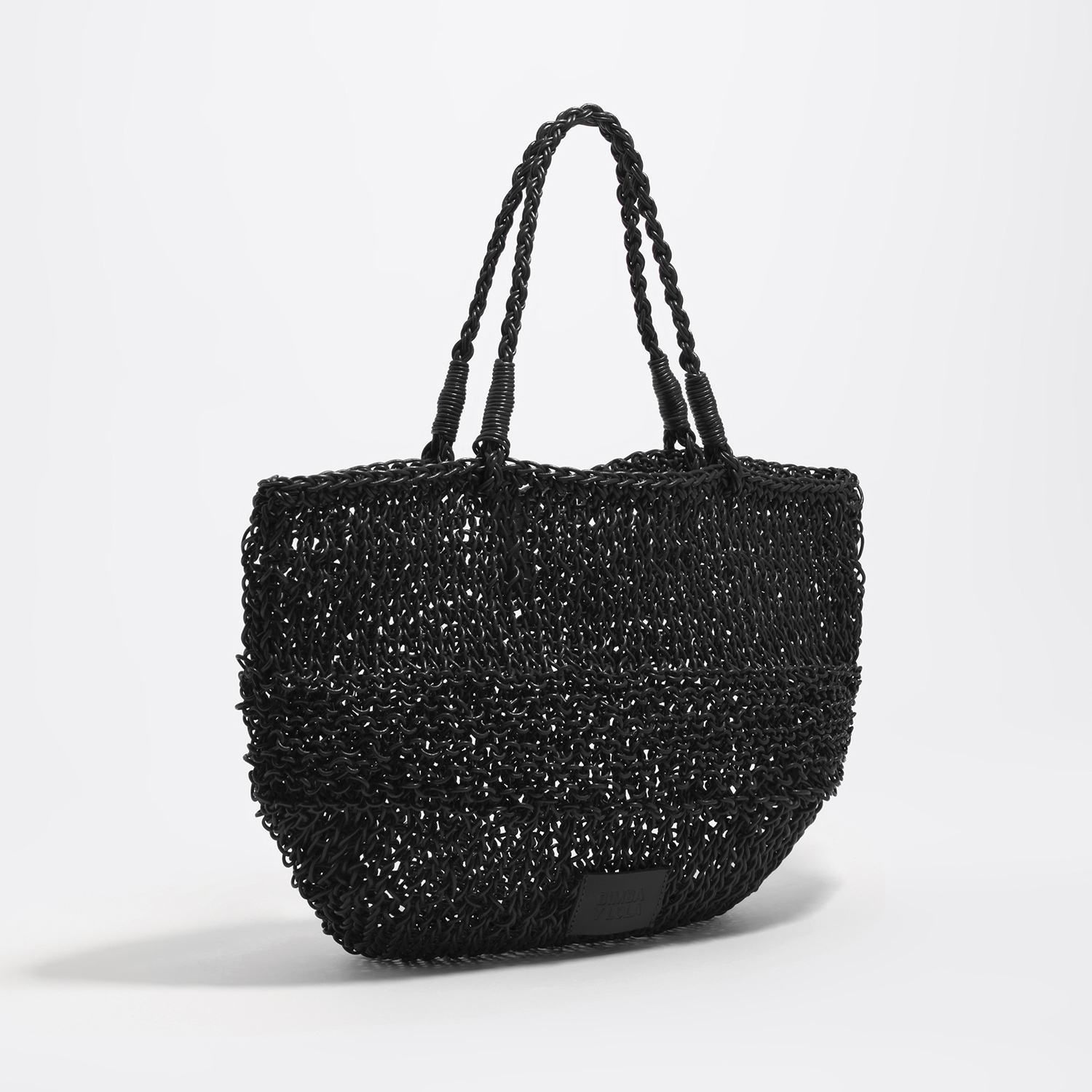 Bimba Y Lola Black Medium Plaited Leather Shoulder Bag