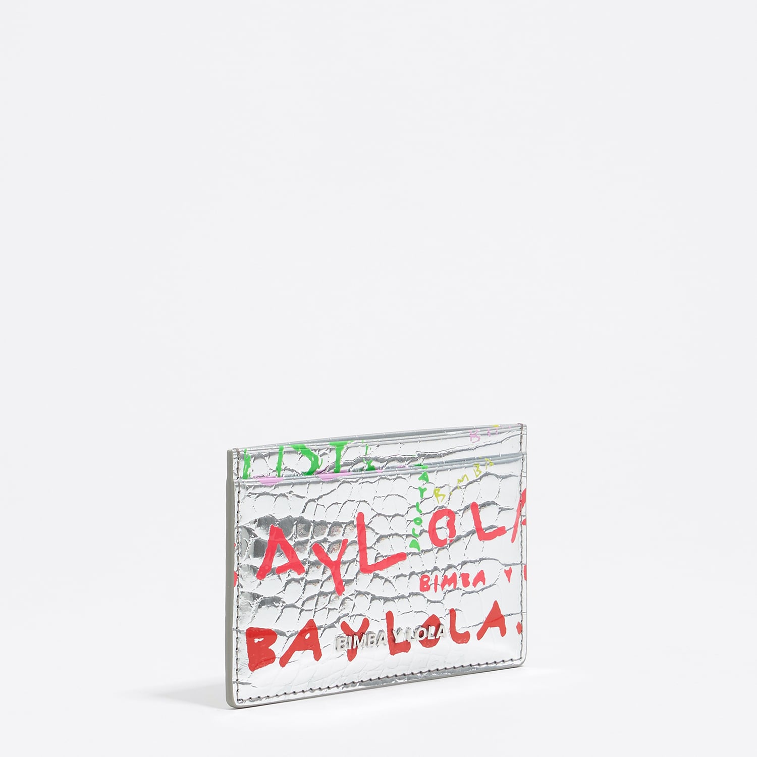 Etui na karty print BIMBA logo srebrne