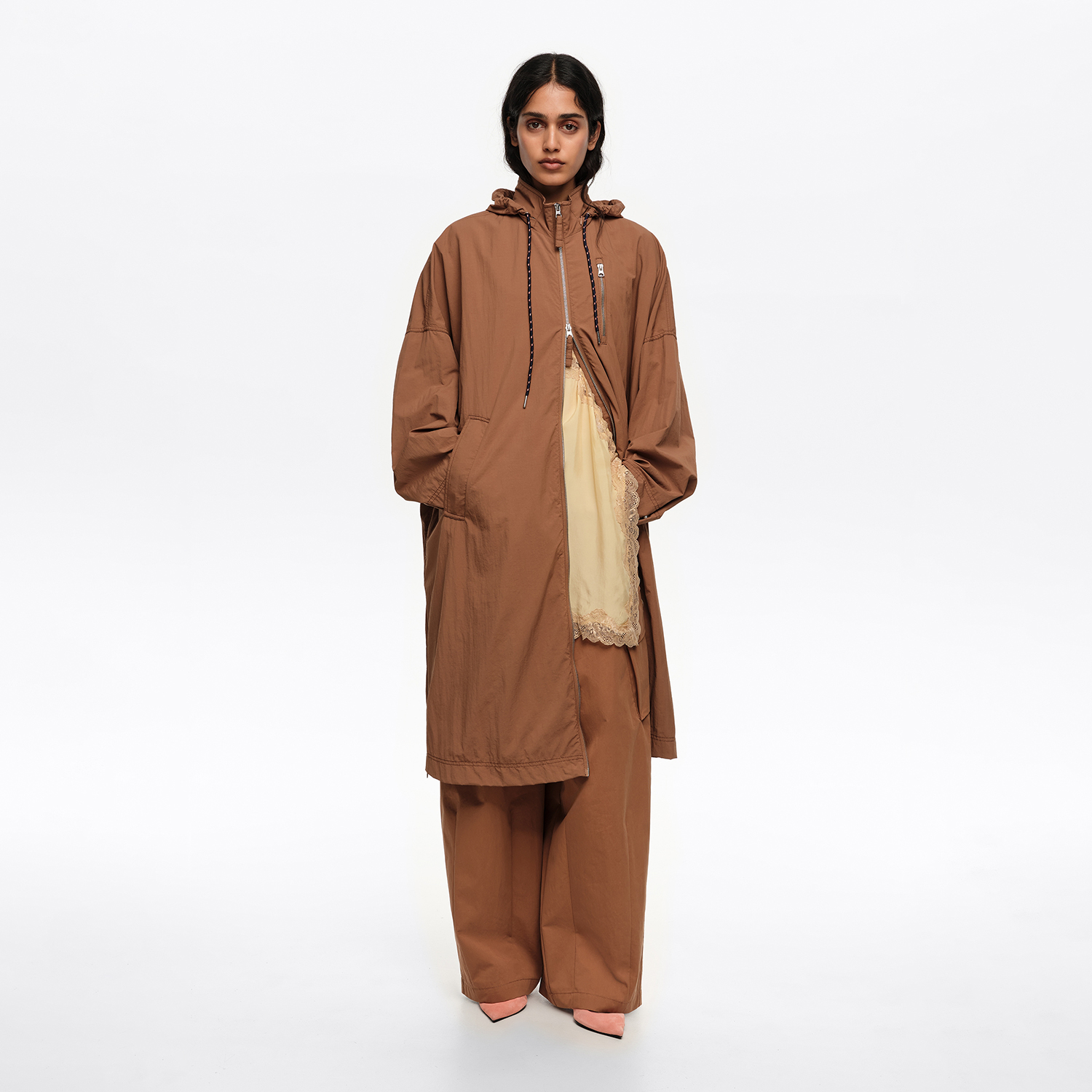 Bimba Y Lola Light Brown Long Fluid Trench