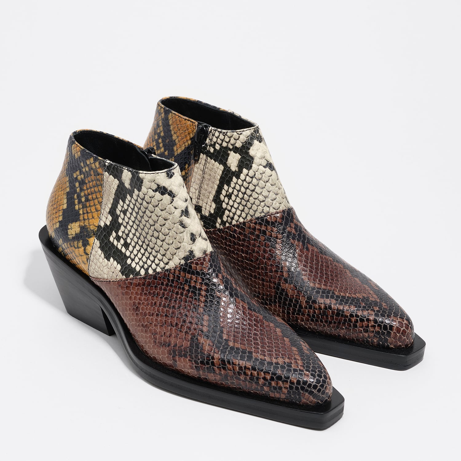Botki kowbojki z krótką cholewką skóra patchwork wąż 2