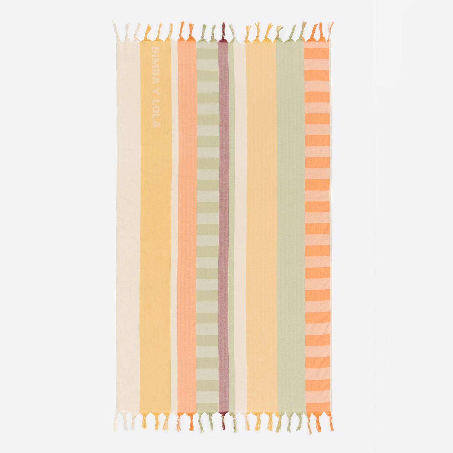 Bimba Y Lola Yellow Striped Towel With Horizontal And Vertical Pattern
