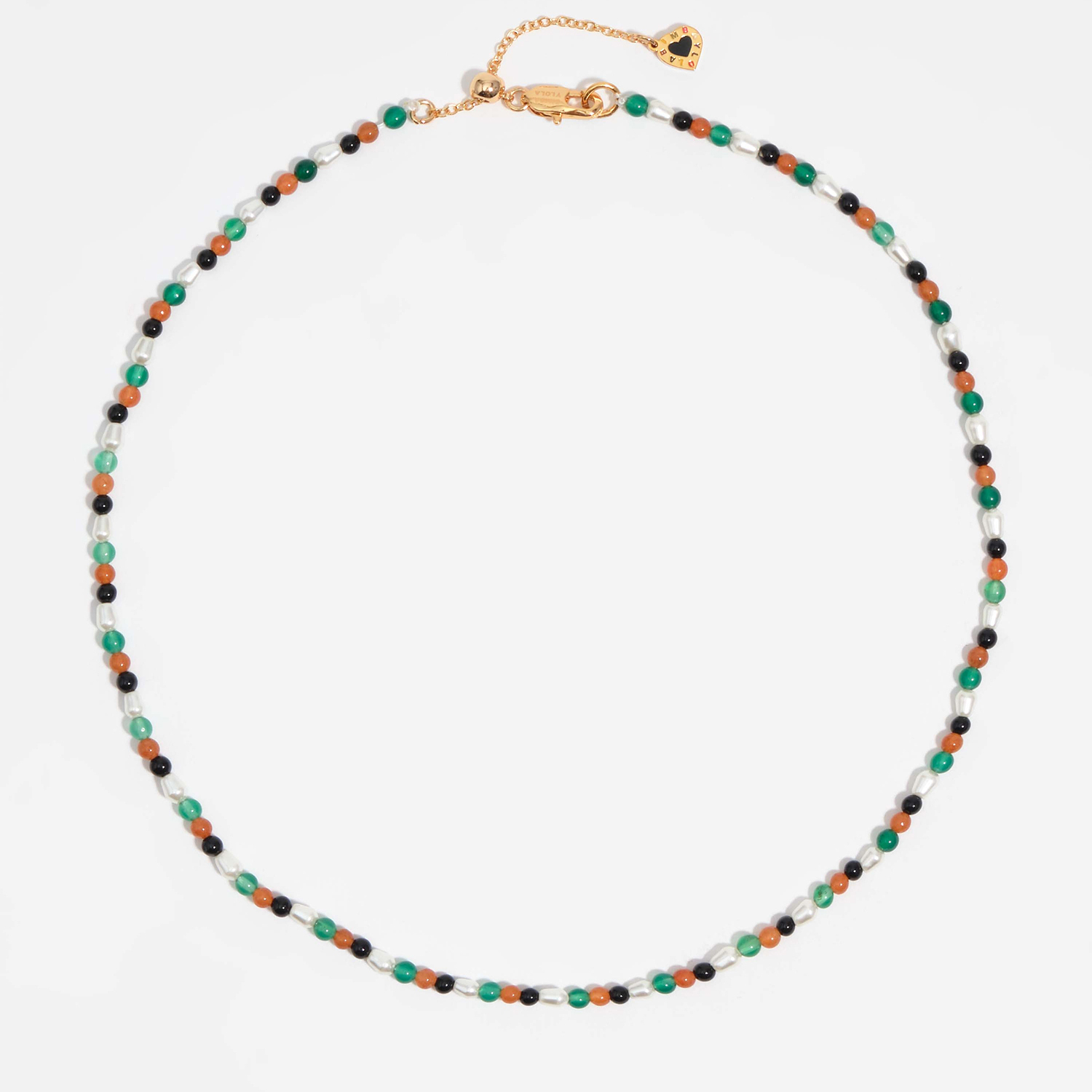Bimba Y Lola Green Golden Chains And Stones Necklace