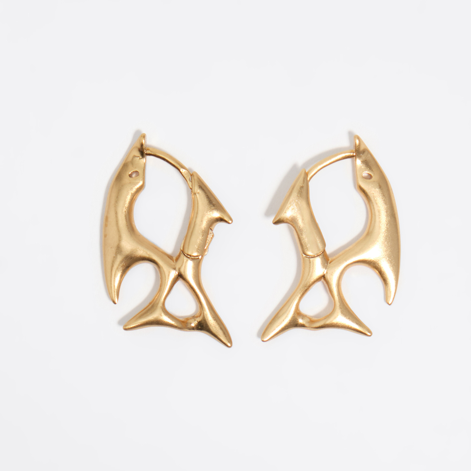 Bimba Y Lola Gold Fish-Shaped Hoop Earrings
