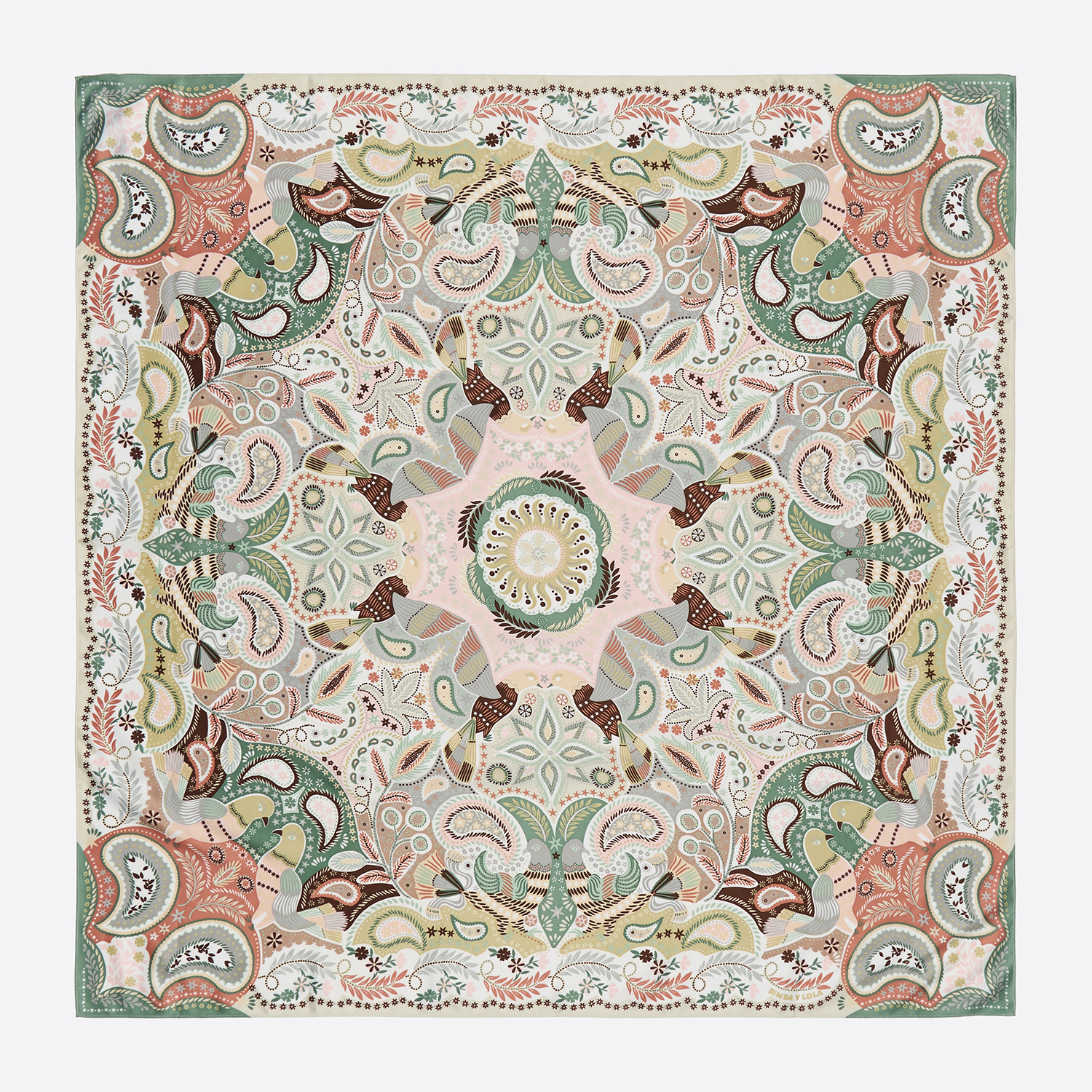 Bimba Y Lola Light Grey Grey Kaleidoscope Paisley Scarf