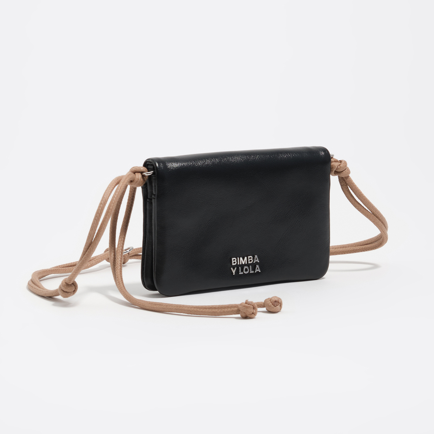 Bimba Y Lola Black Small Leather Flap Purse