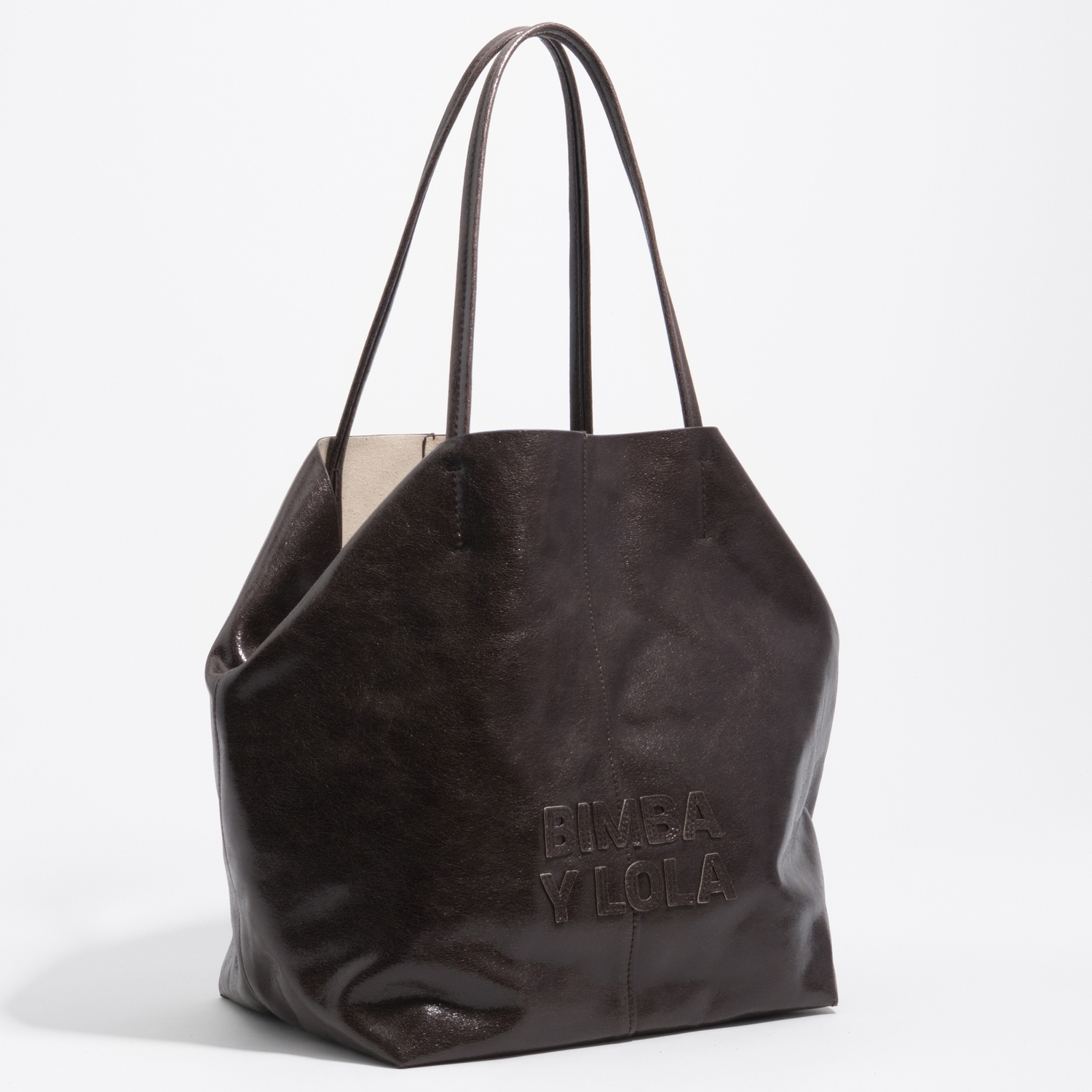 Torba shopper duża skóra ciemna czekolada