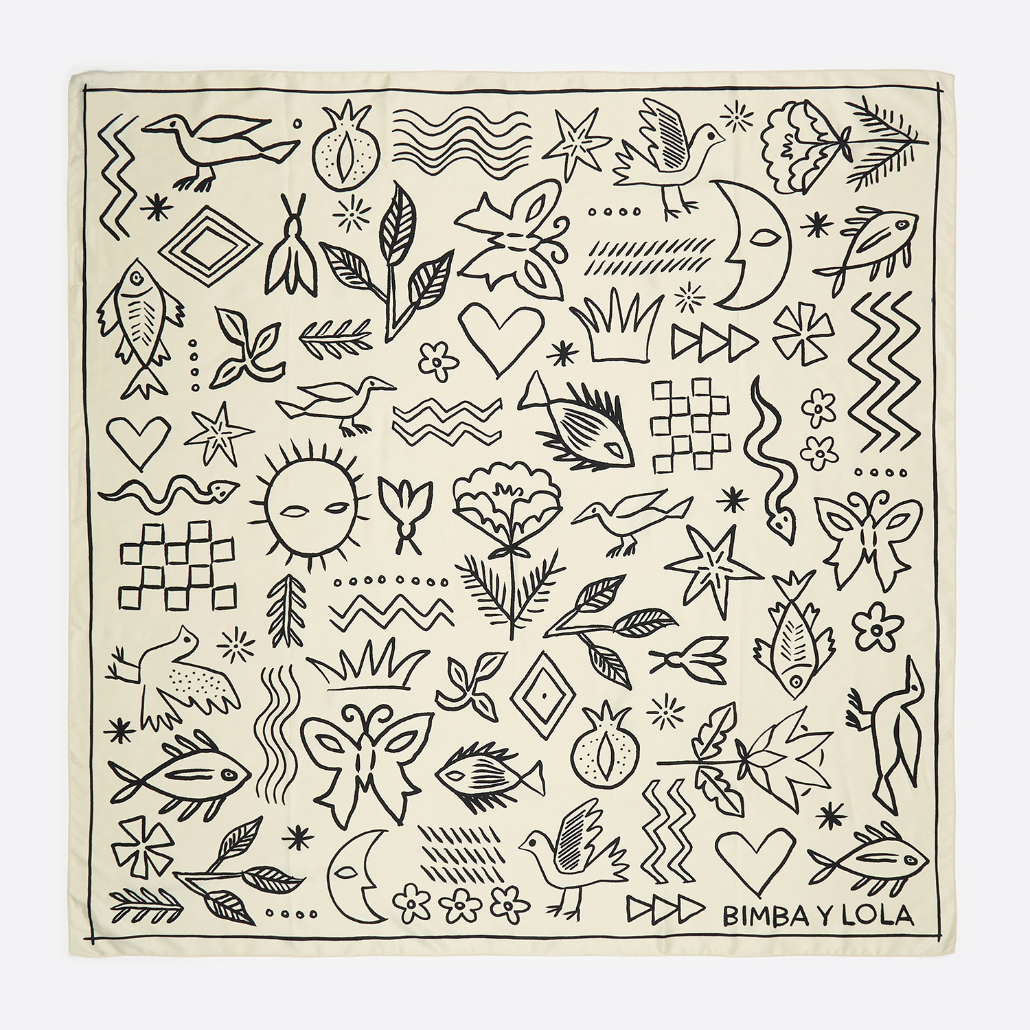 Bimba Y Lola Off White Sketch Motif Scarf