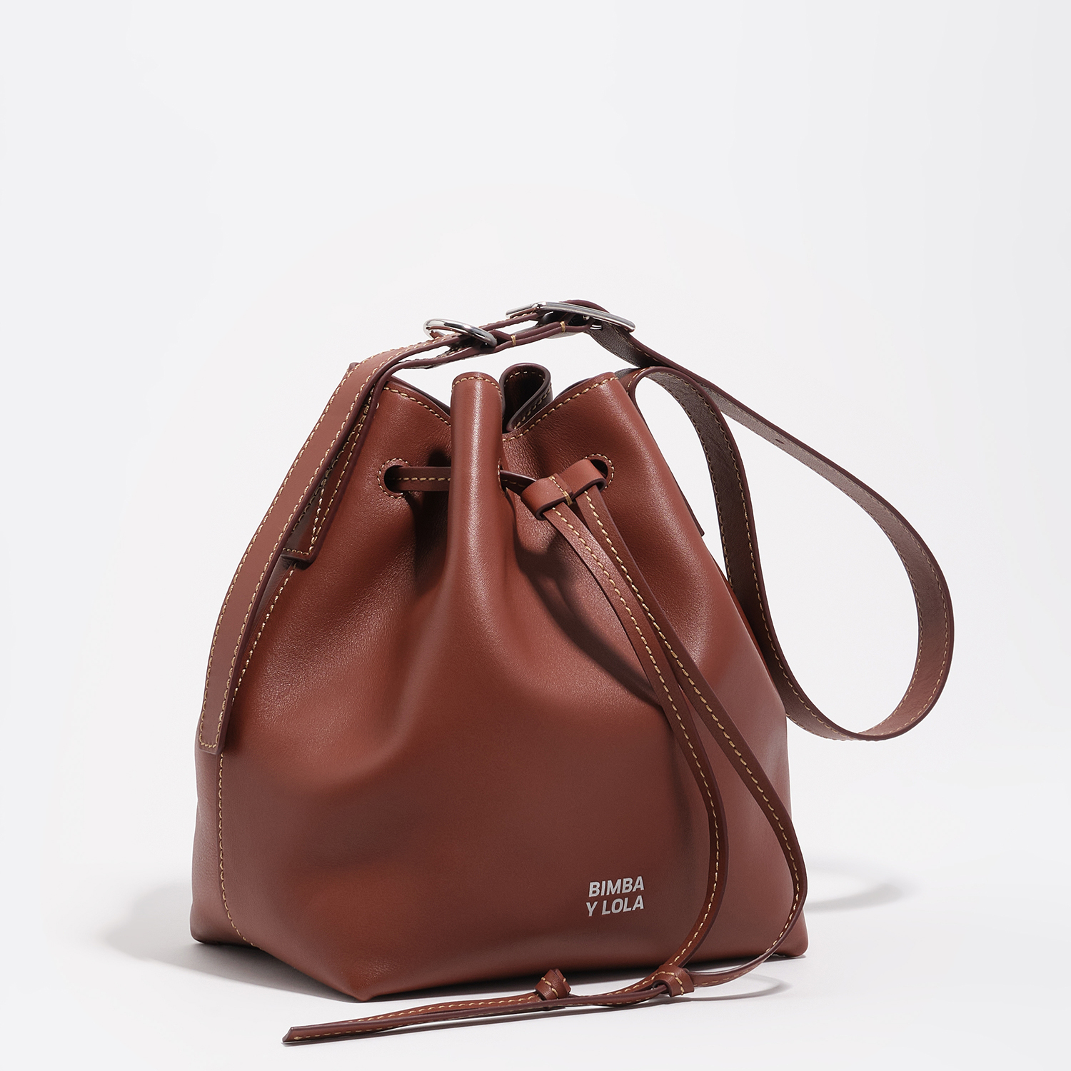 Bimba Y Lola Nut Large Wal Leather Carlino Bucket Bag