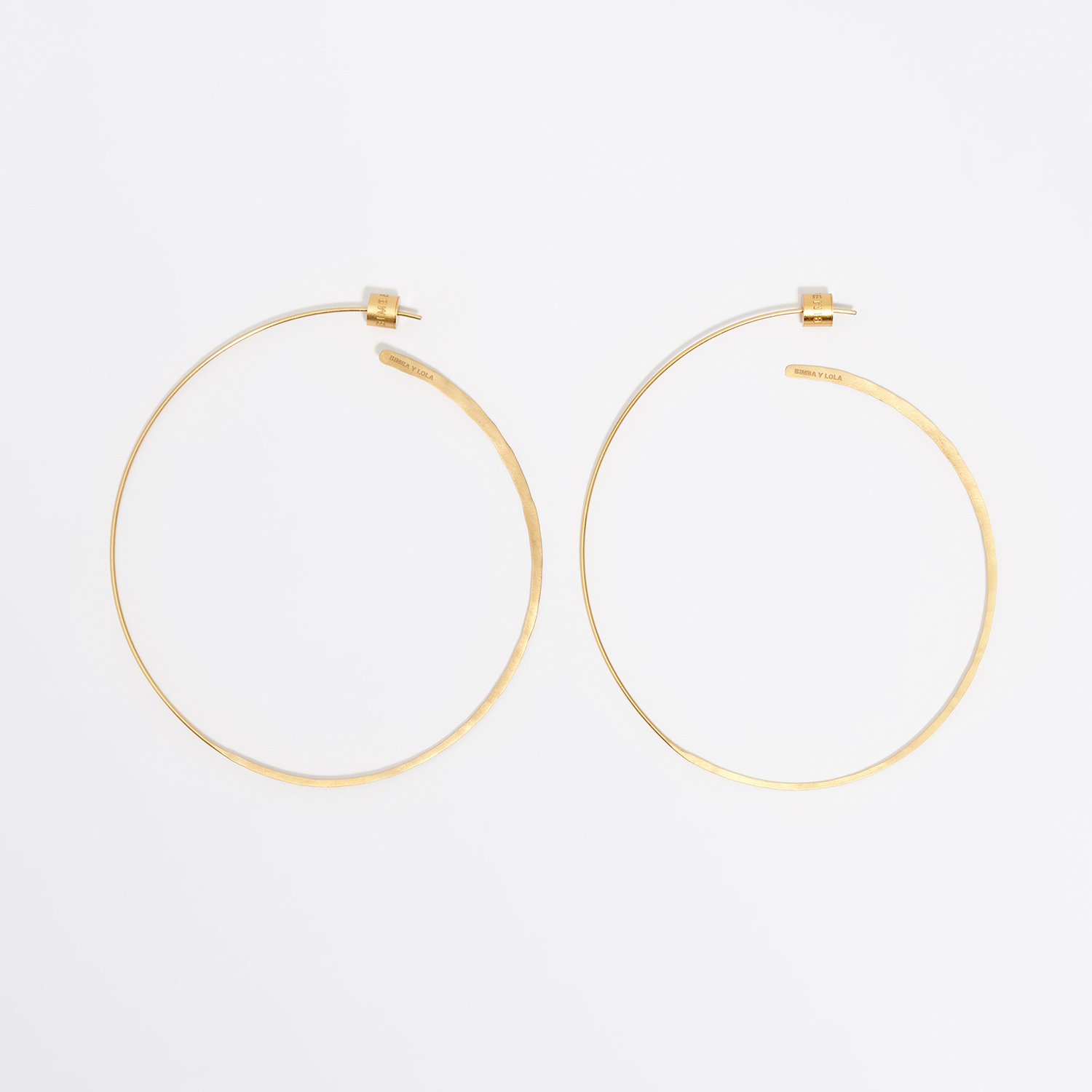 Bimba Y Lola Gold Large Aged Textured Hoop Earrings