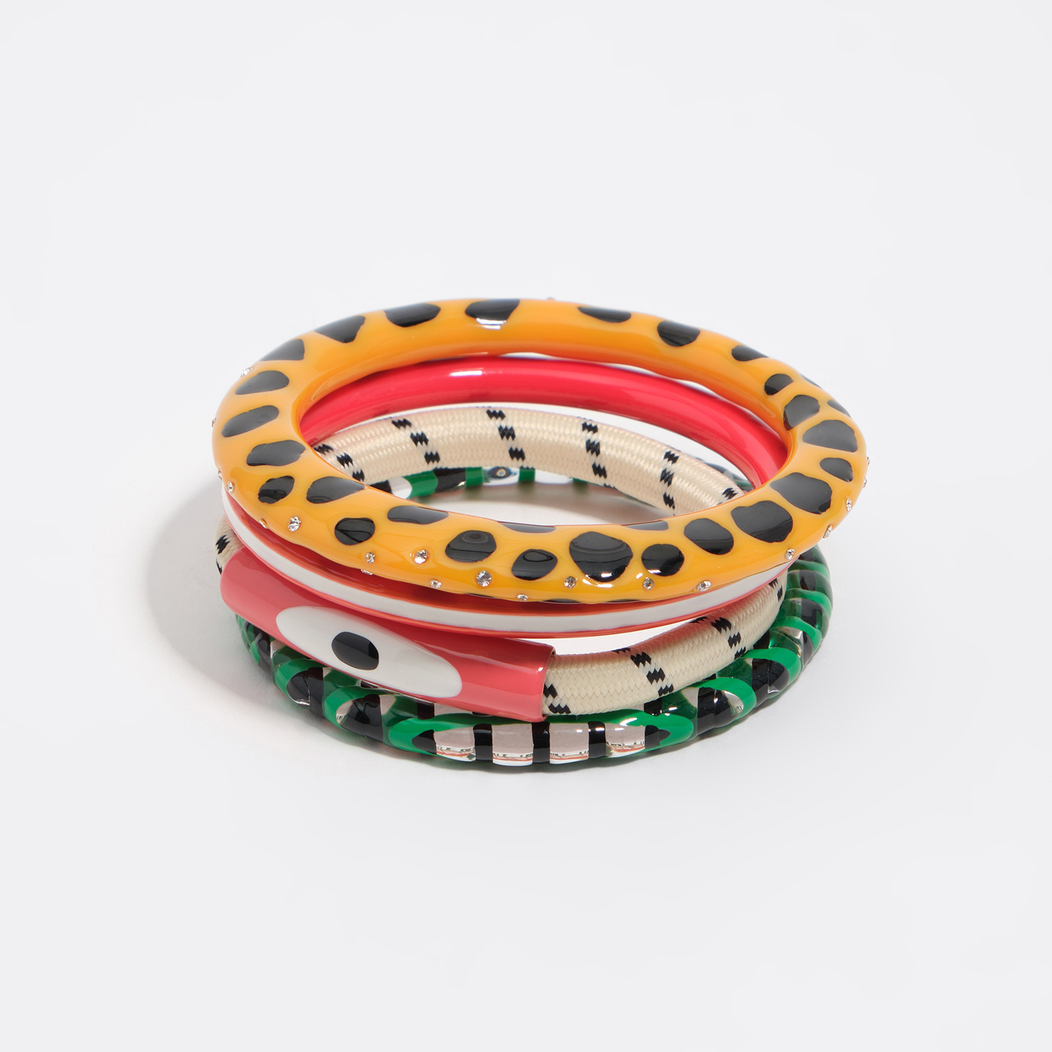 Bimba Y Lola Blue Multicolor Resin Texture Bangle Set