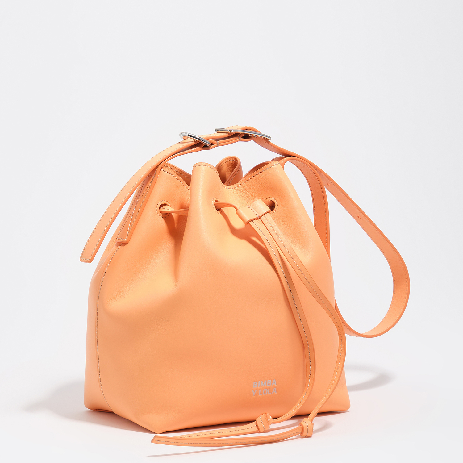 Bimba Y Lola Orange Sorbet Large Leather Carlino Bucket Bag