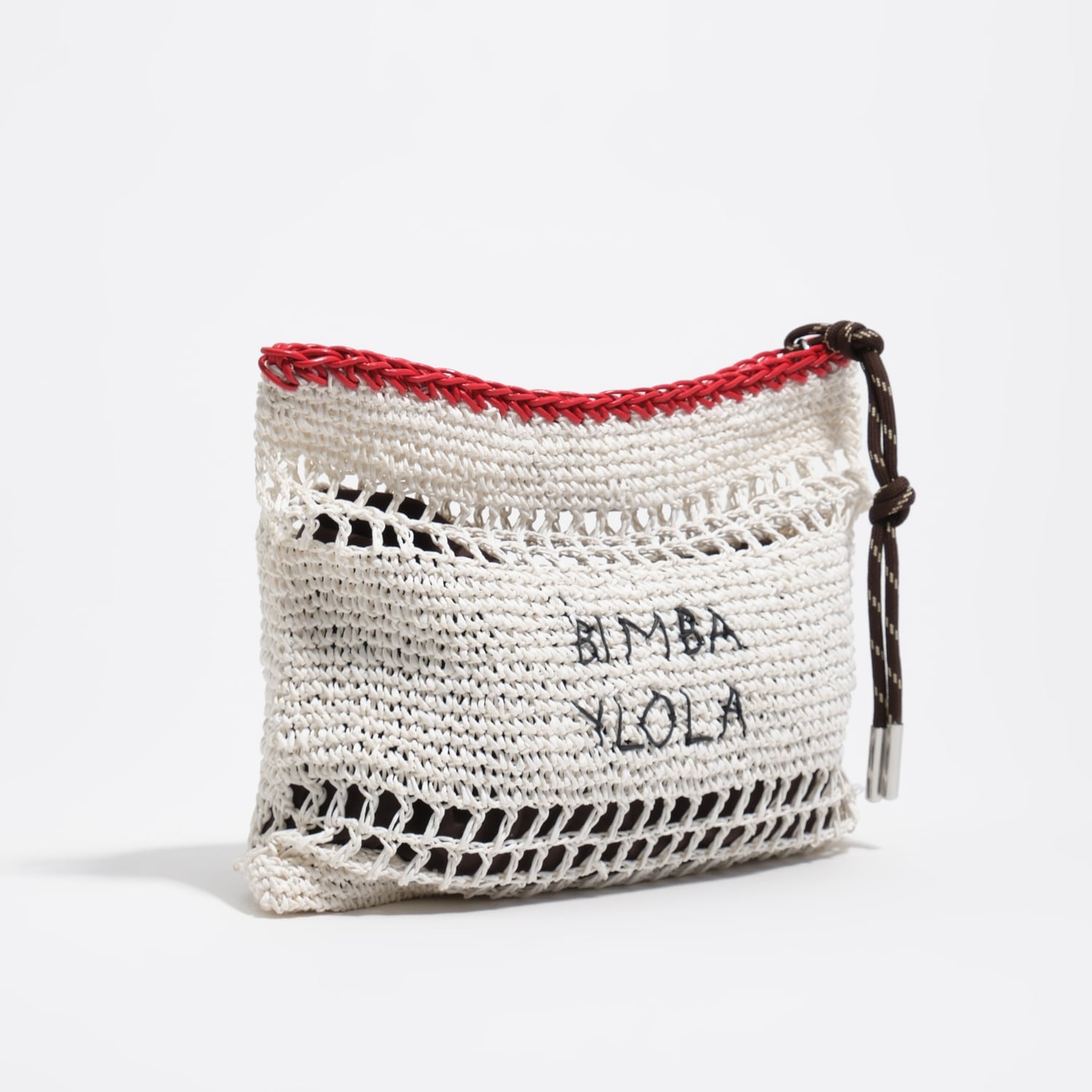 Bimba Y Lola White Medium Raffia-Effect Handbag