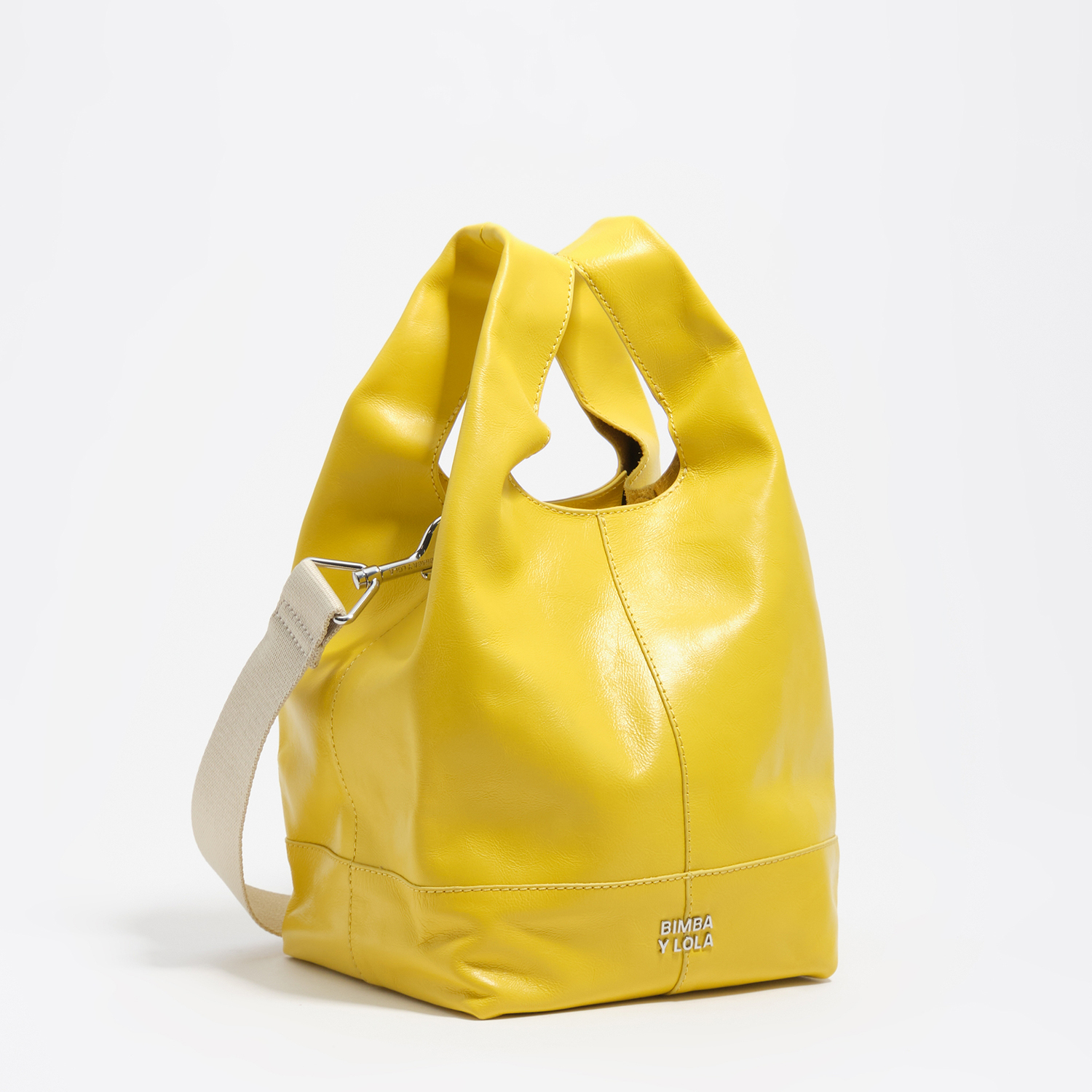 Bimba Y Lola Yellow Medium Leather Paper Crossbody Bag