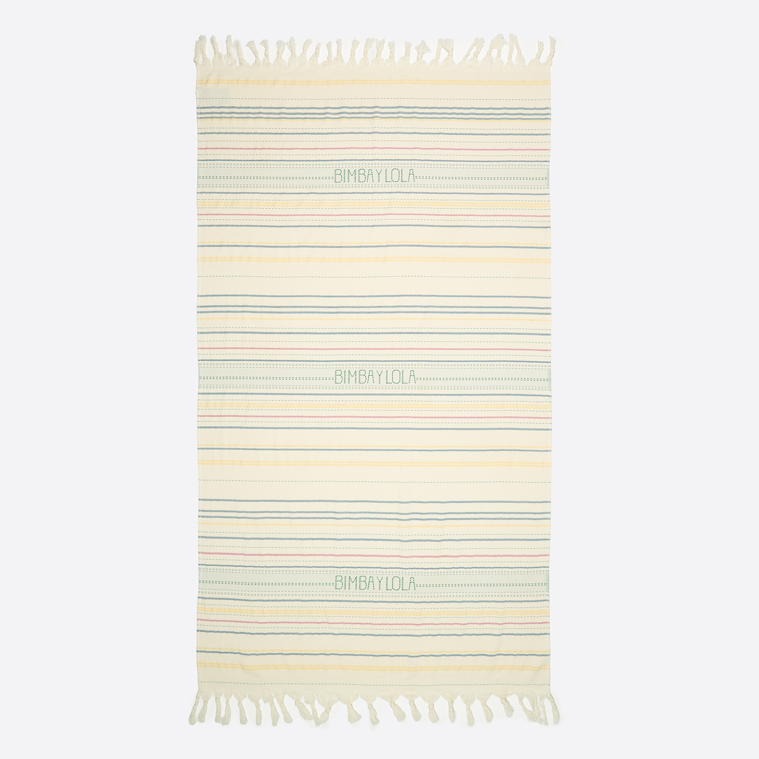 Bimba Y Lola Green Towel With Embroidered Stripe Design