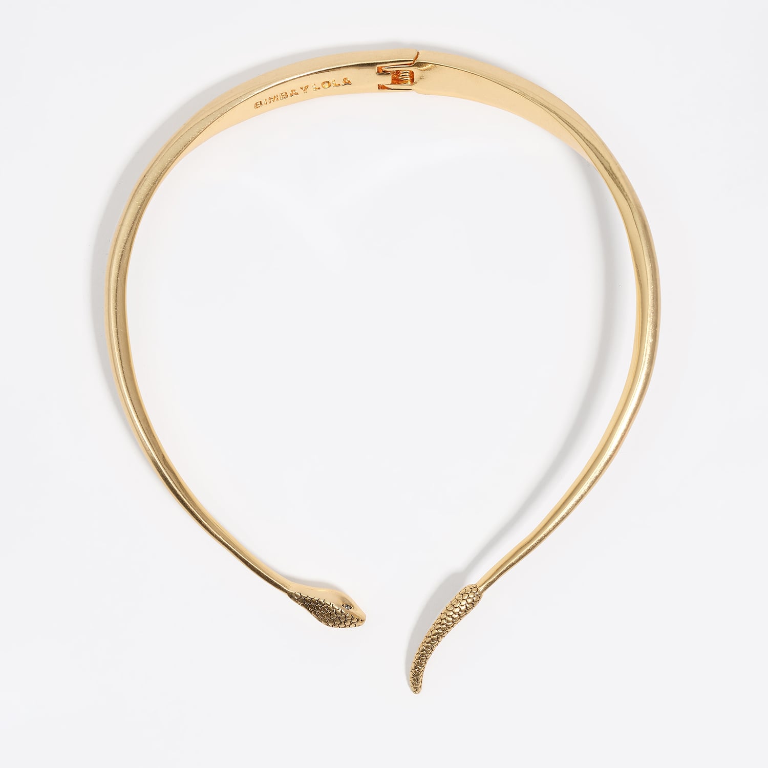 Bimba Y Lola Gold Rigid Textured Snake Necklace