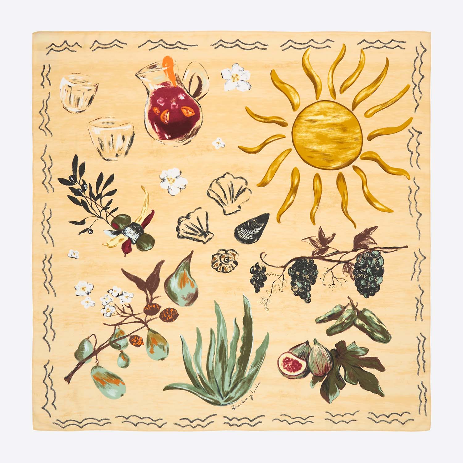 Bimba Y Lola Beige Still Life Scarf