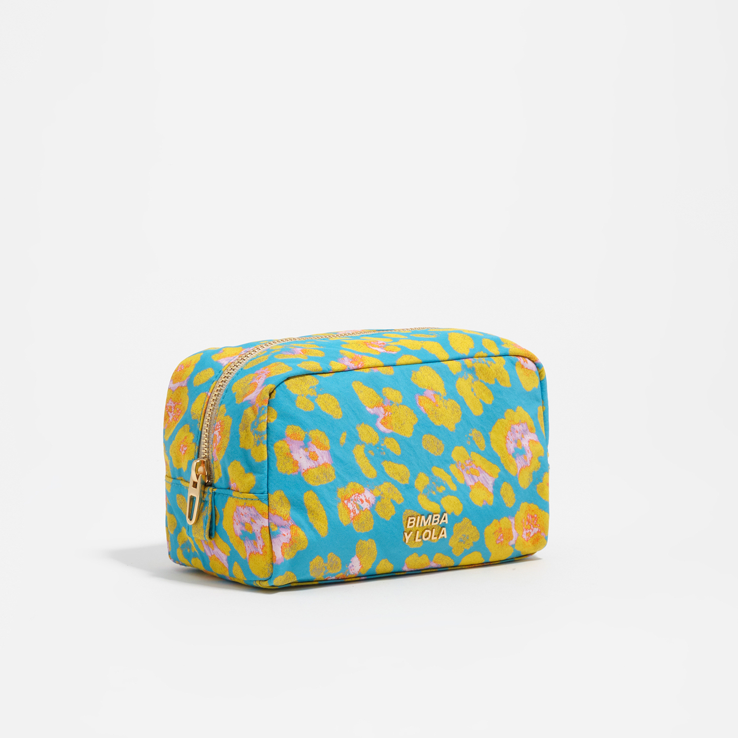 Bimba Y Lola Leopard Light Blue Small Blue Leopard Nylon Make-Up Case