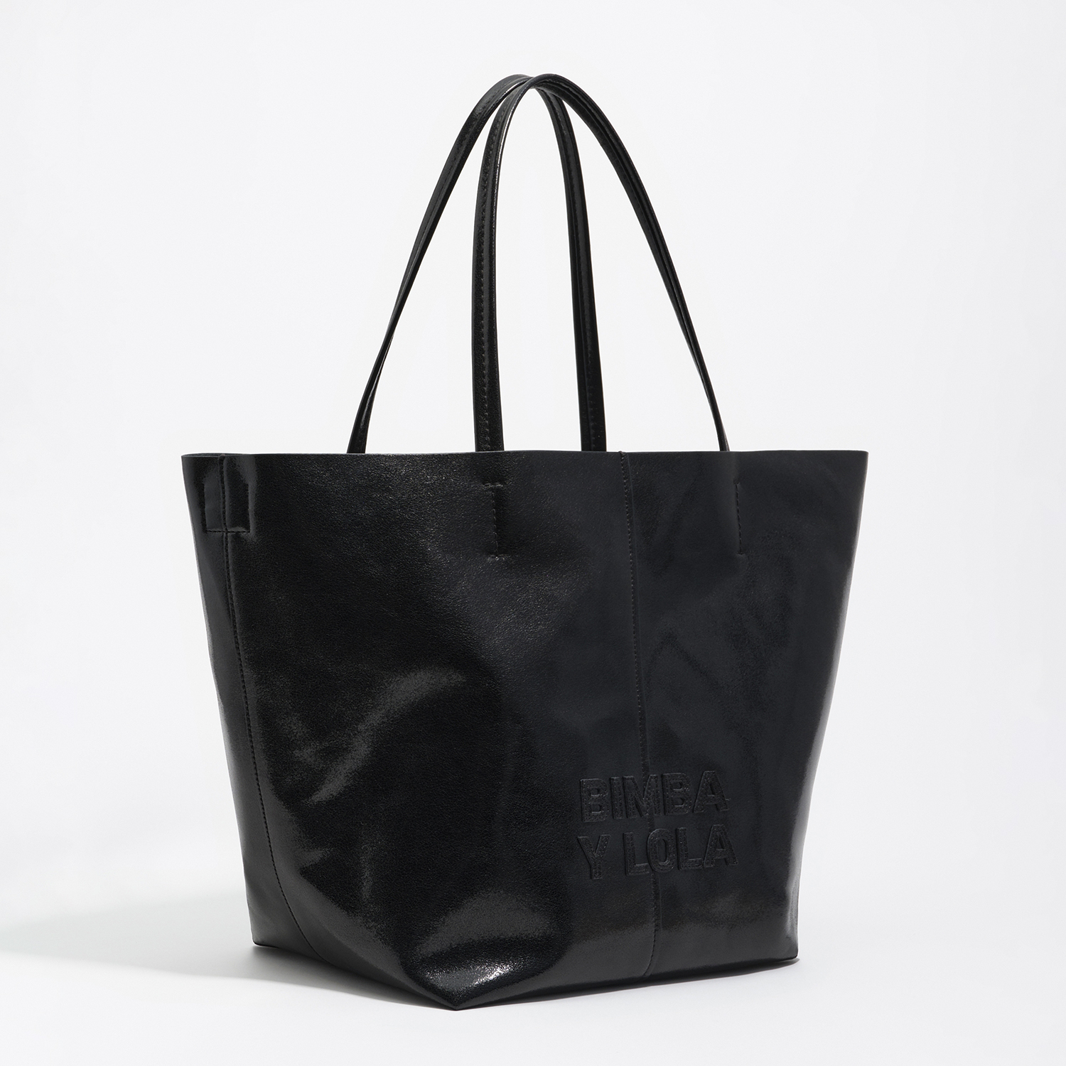 Bimba Y Lola Black Large Leather Shopper Bag