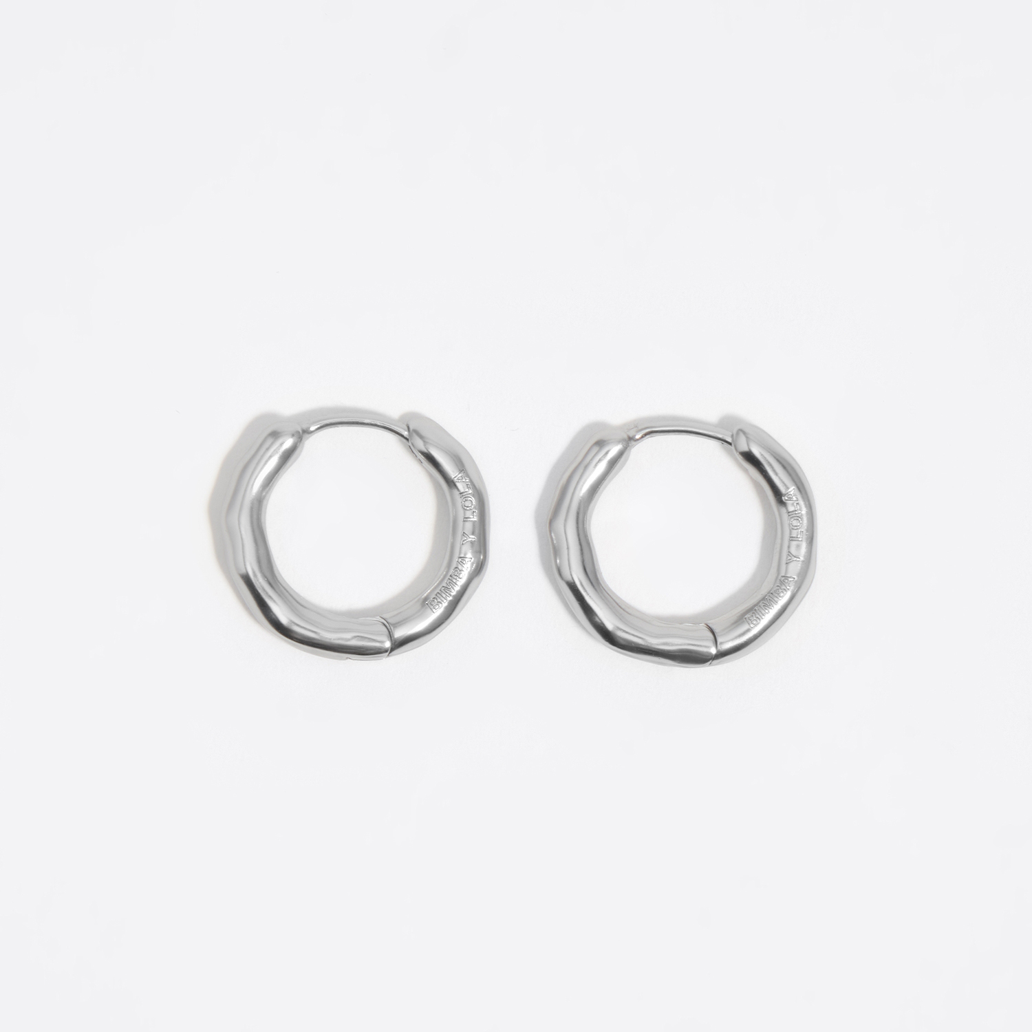 Bimba Y Lola Silver Small Irregular Hoop Earrings