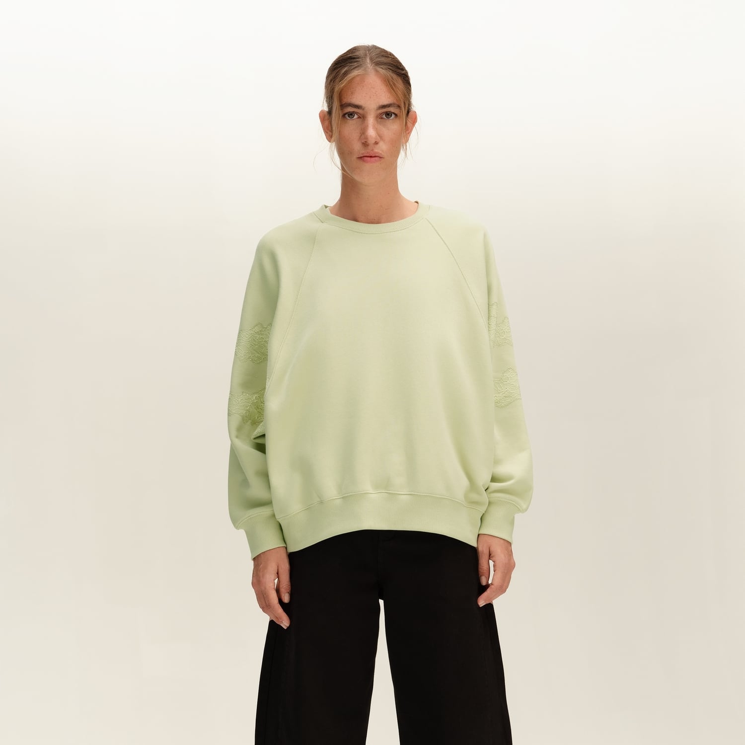 Bluza oversize koronki limonkowa 2