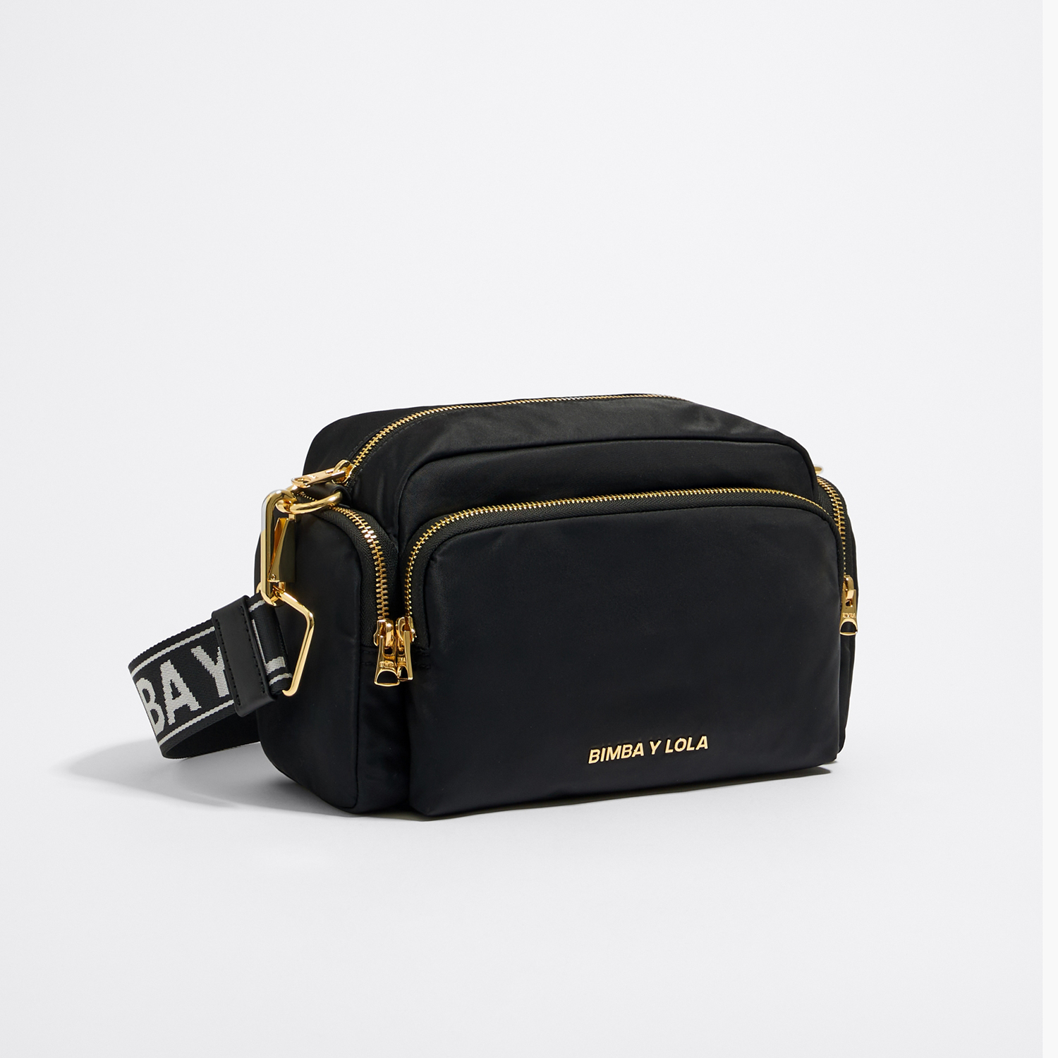 Mittelgroße Umhängetasche Pocket Nylon Schwarz