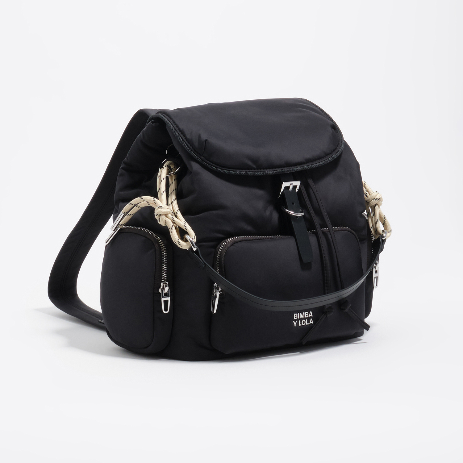Bimba Y Lola Dark Anthracite Nylon Pocket Backpack