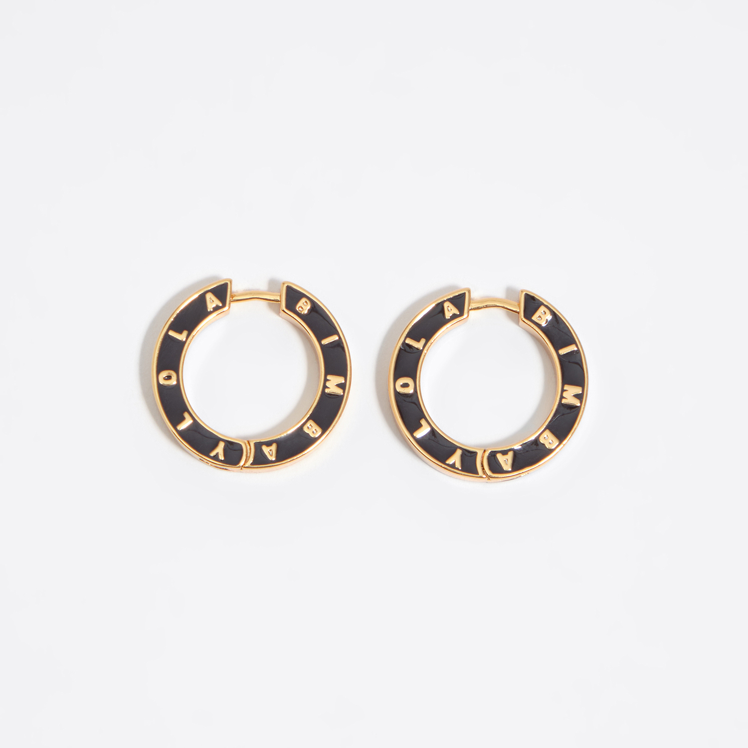 Bimba Y Lola Dark Brown Brown Logo Hoop Earrings