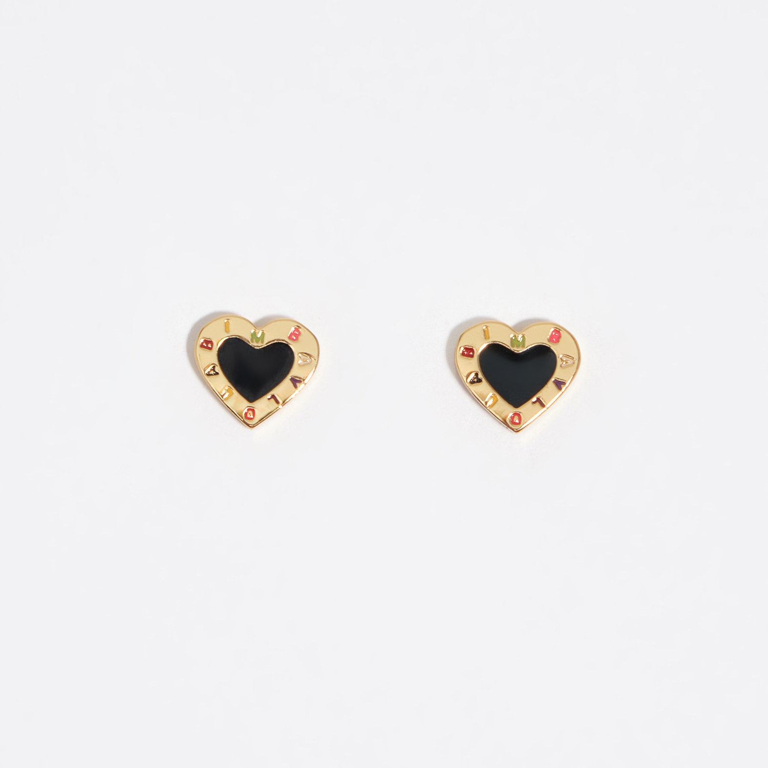 Bimba Y Lola Black Heart Logo Earrings
