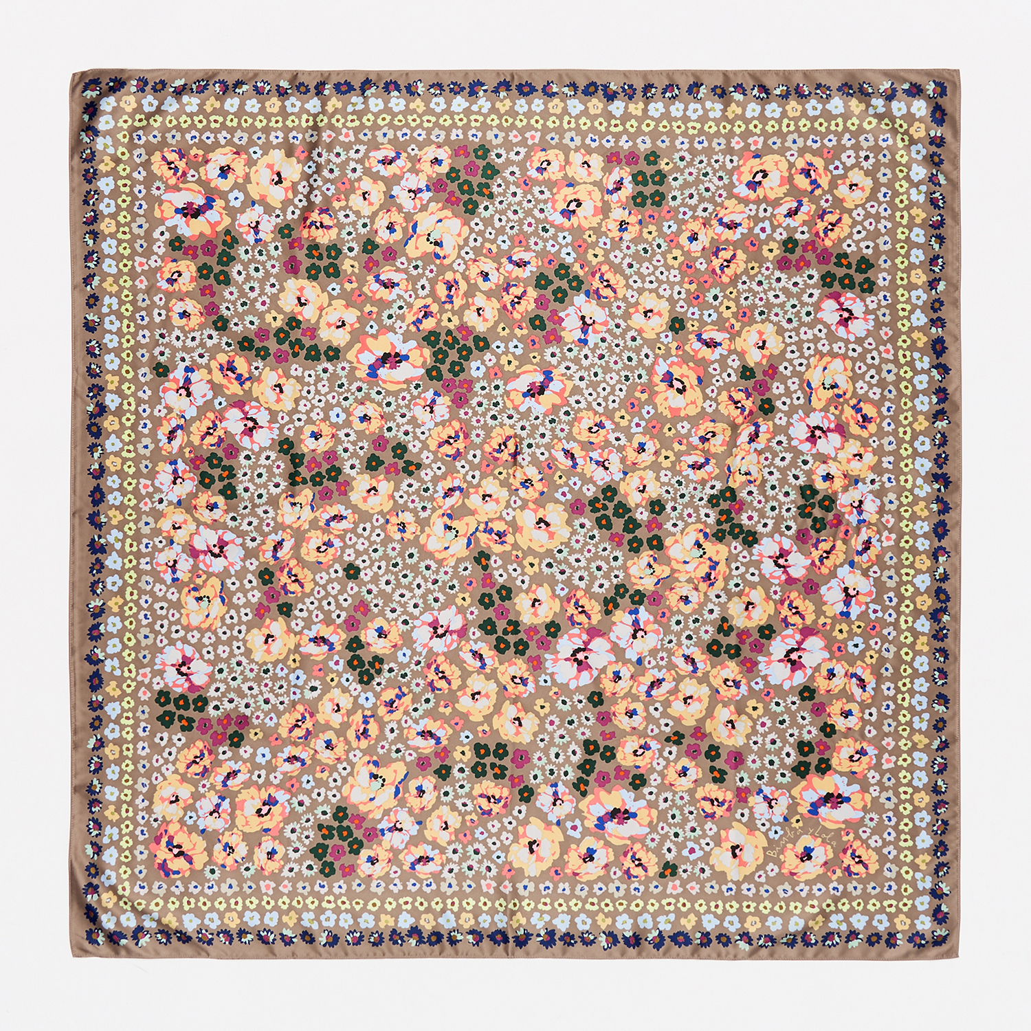 Bimba Y Lola Taupe Watercolor Floral Scarf