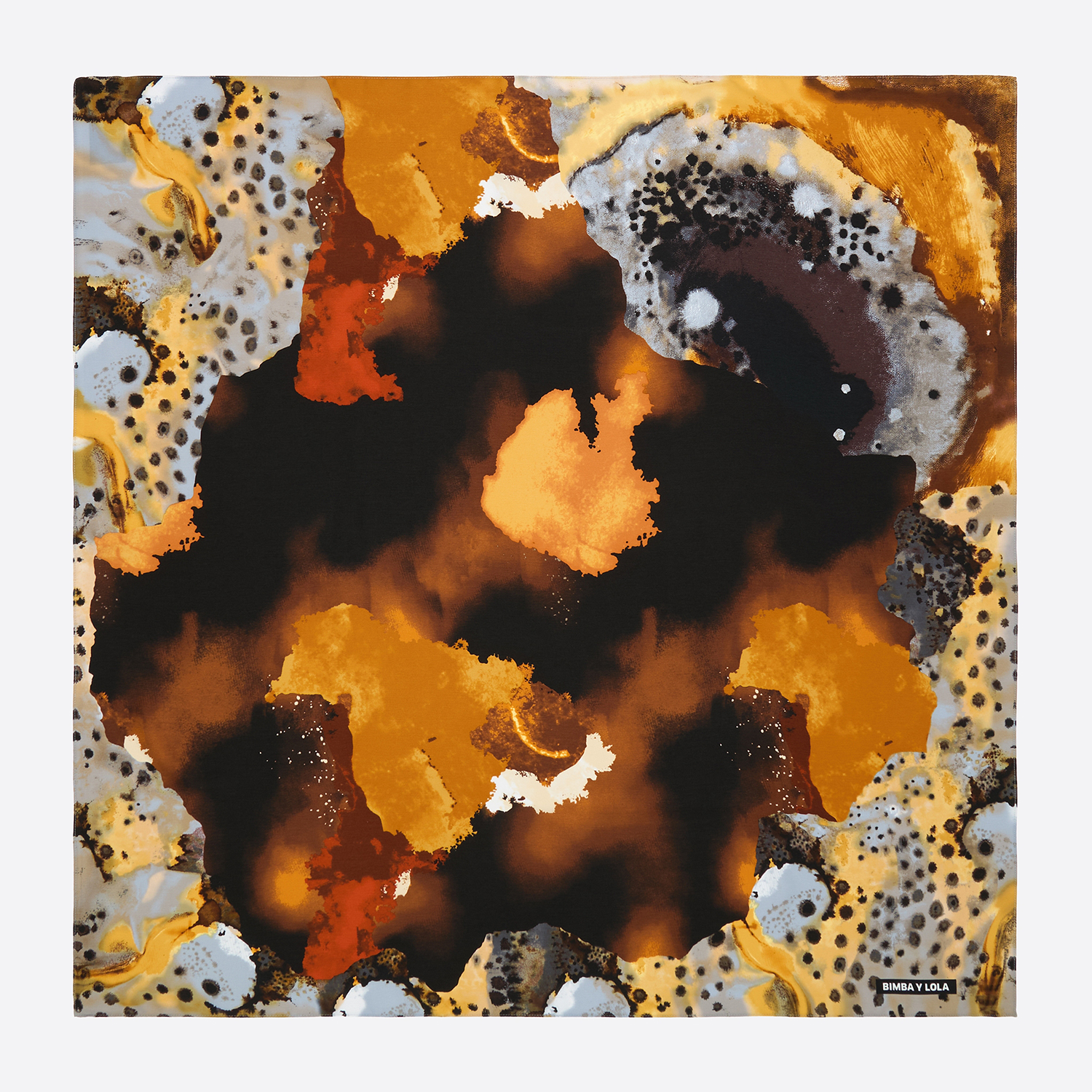 Bimba Y Lola Brown Watercolor Stain Scarf