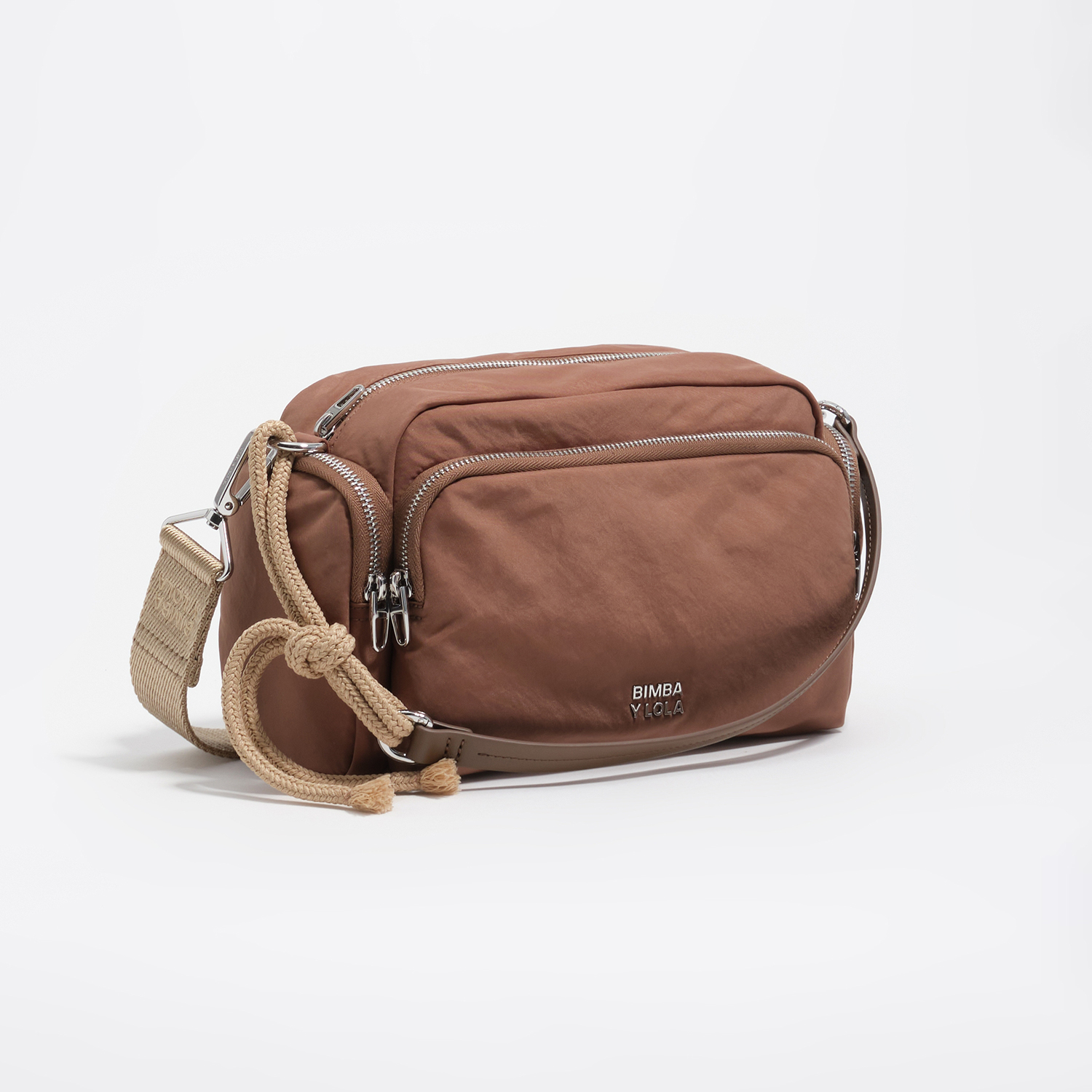 Bimba Y Lola Nougat Tan Nylon Medium Pocket Bag