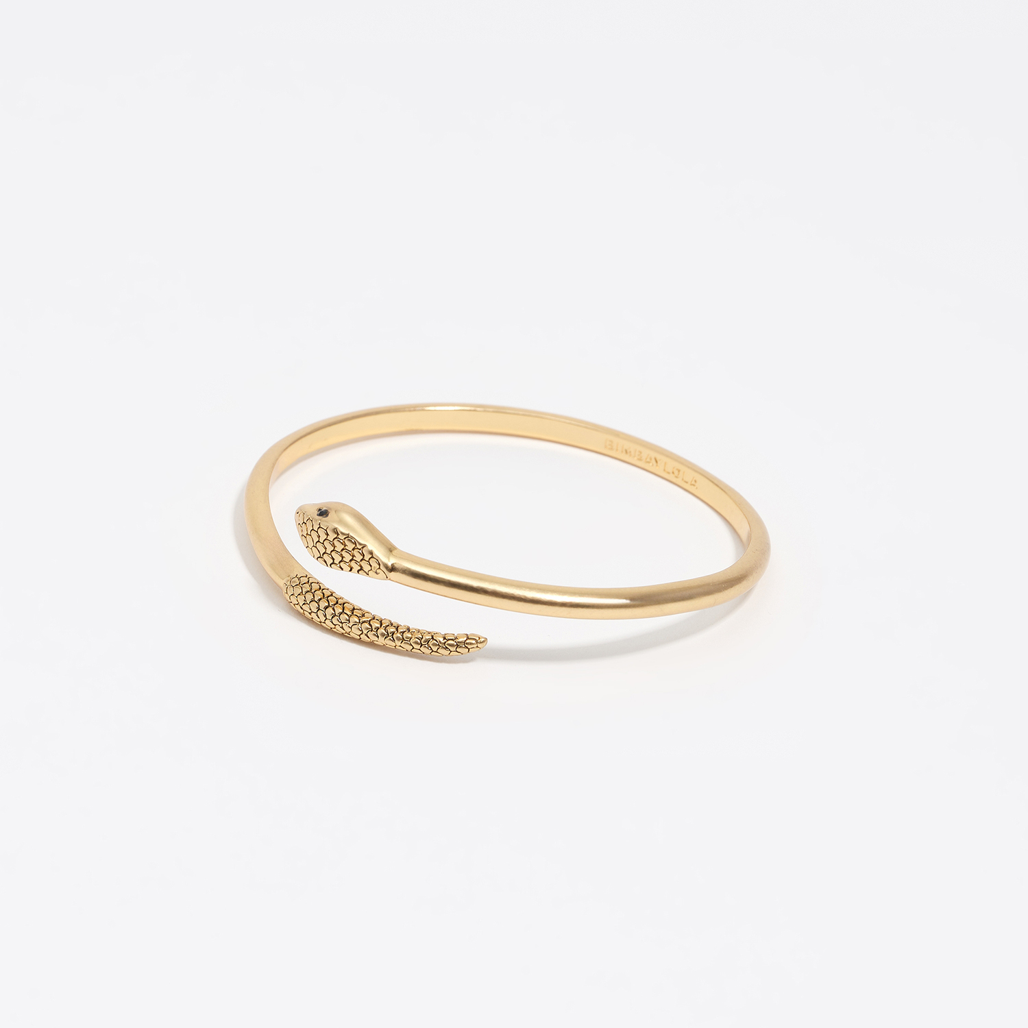 Bimba Y Lola Gold Aged Rigid Textured Snake Bracelet