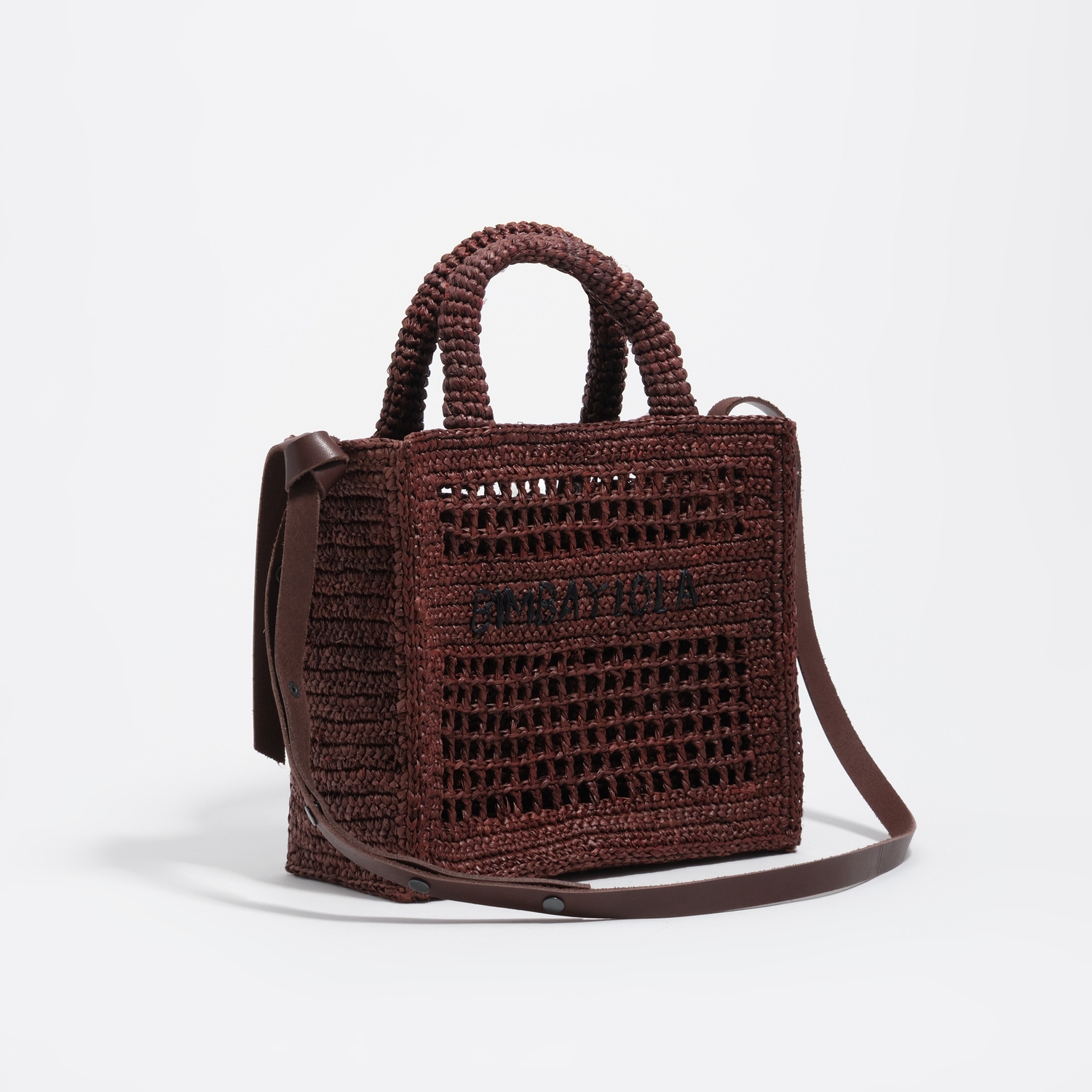 Bimba Y Lola Nut Medium Wal Raffia Crossbody Bag