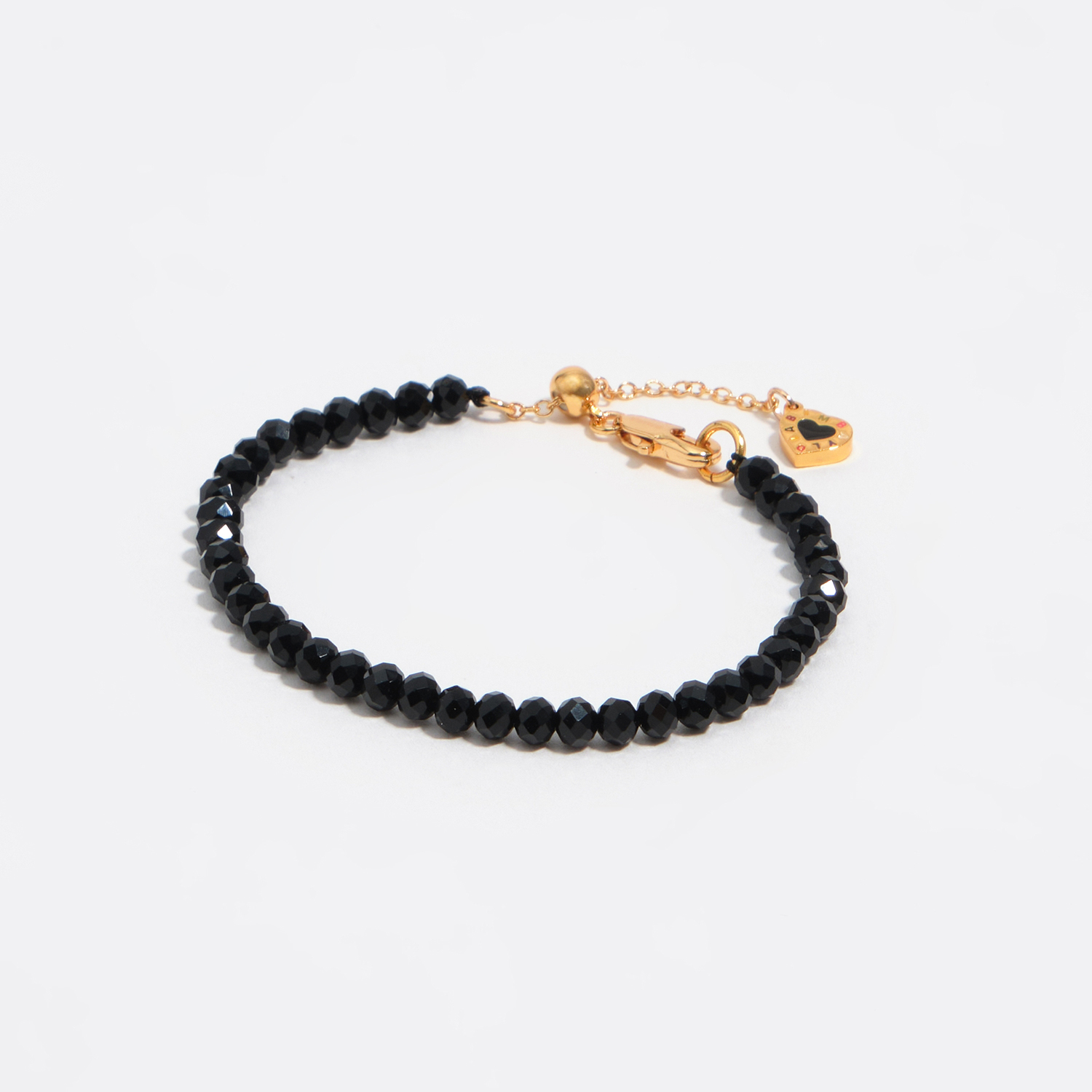 Bimba Y Lola Black Crystal Bracelet With Heart Logo