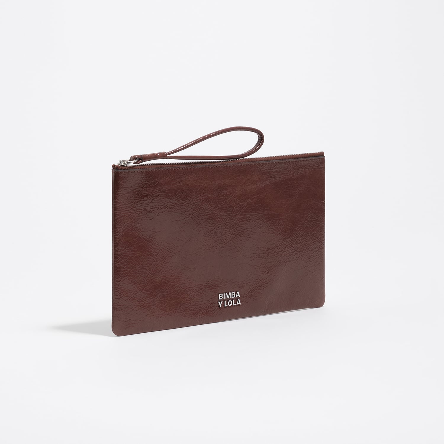 Bimba Y Lola Moka Mocha Medium Shiny Leather Handbag