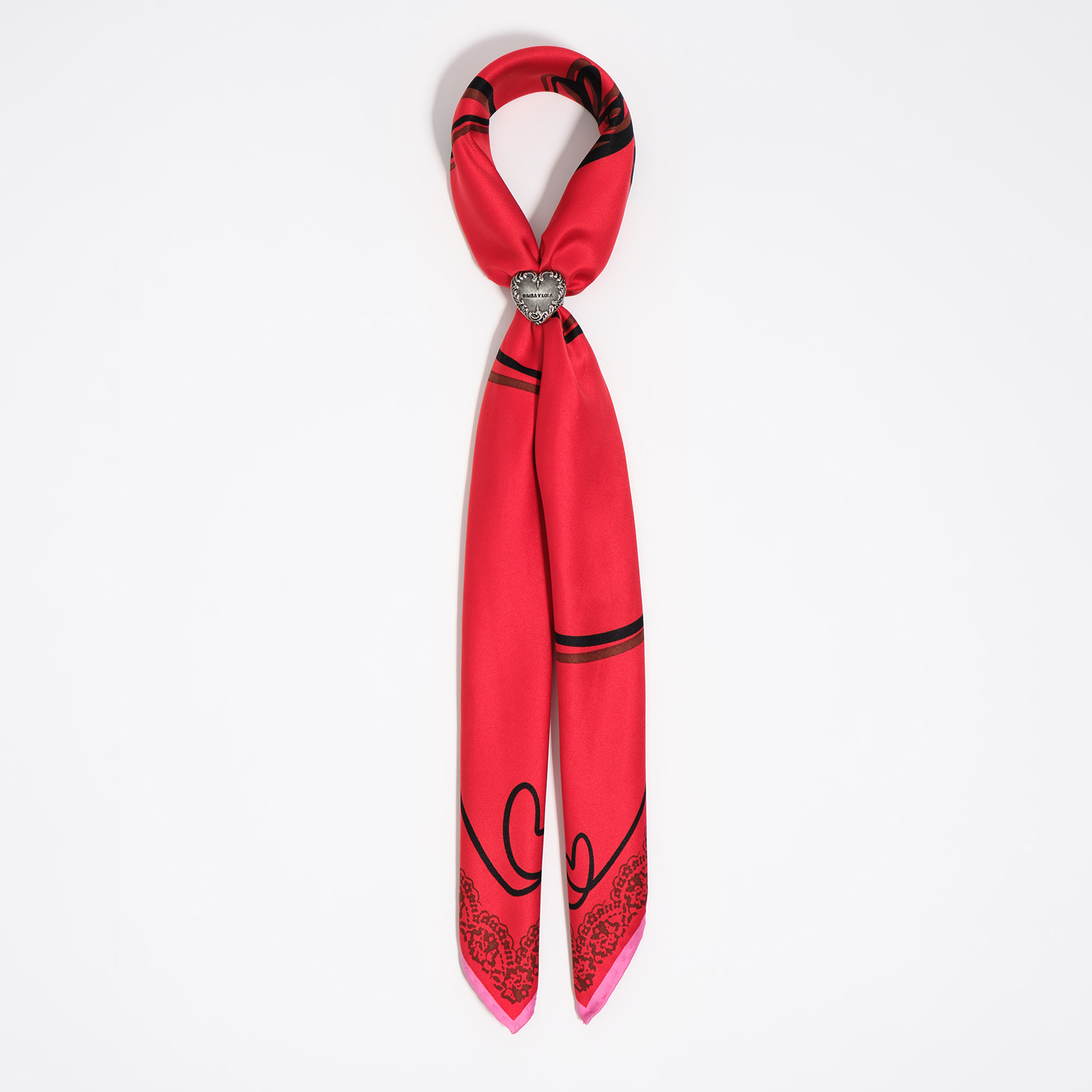 Bimba Y Lola Red Heart And Logo Scarf Bag Charm