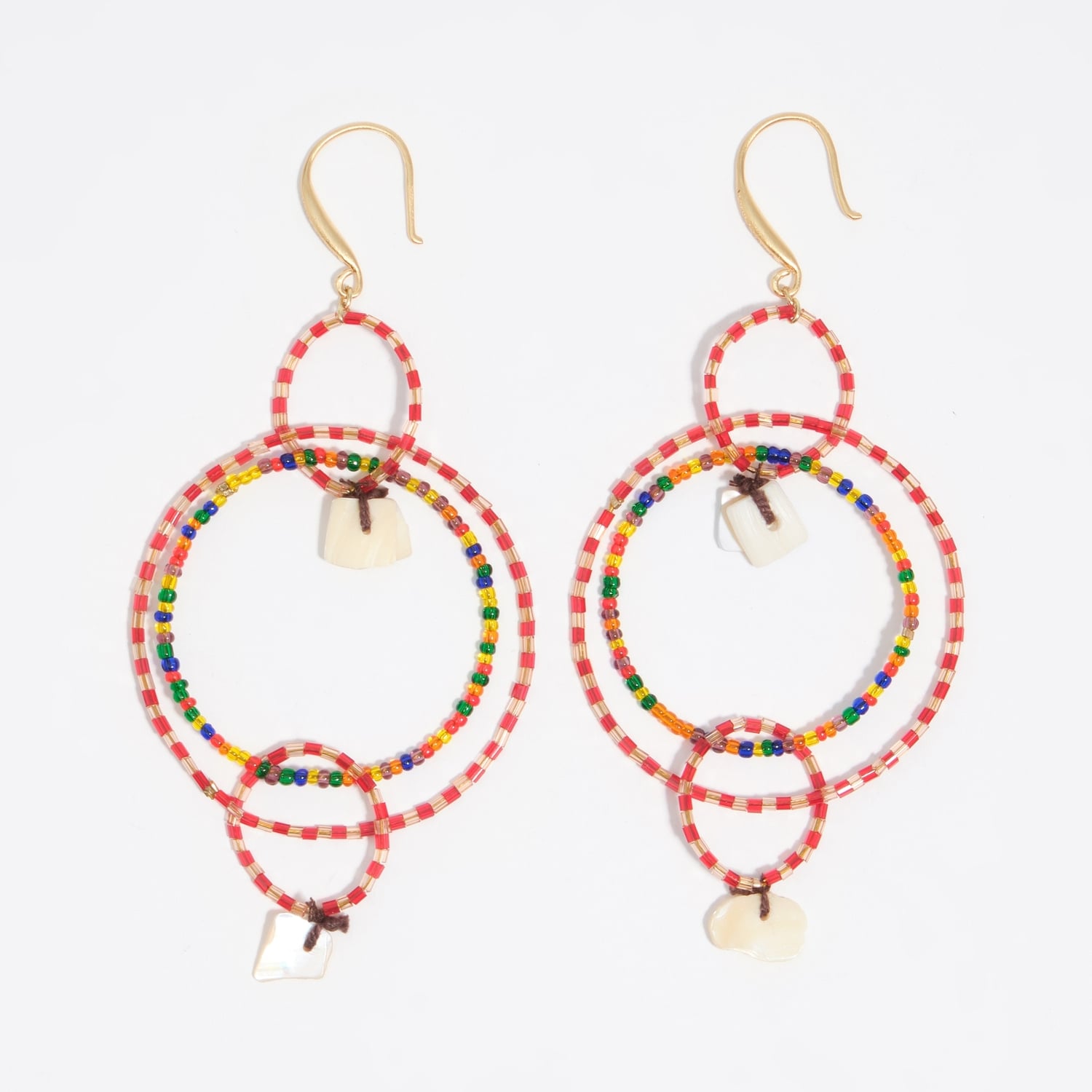 Bimba Y Lola Garnet Multicolor Beads And Mother-Of-Pearl Earrings