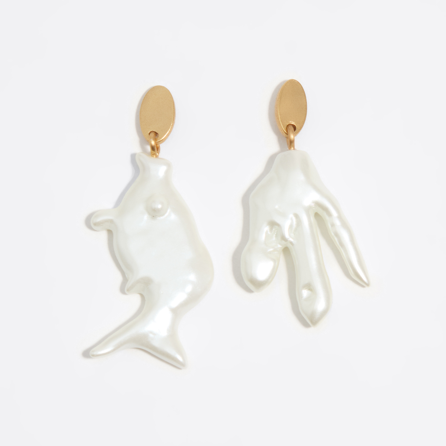 Bimba Y Lola Pearl Aged Gold And Fish Earrings